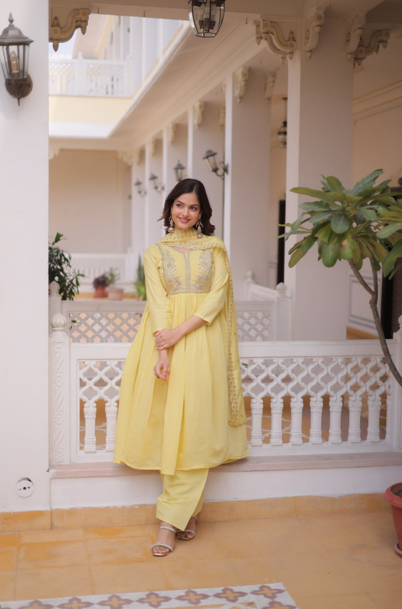 Elegant Embroidered Anarkali Kurta Set for Women with Dupatta & Pant