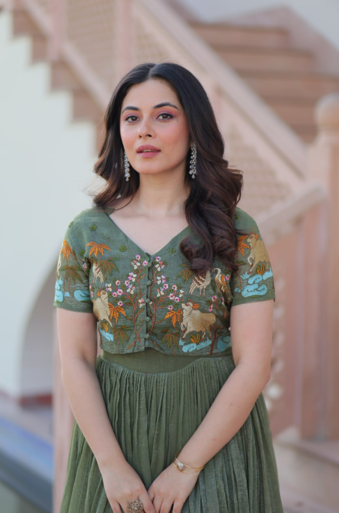 Women’s Floral Embroidered Anarkali Gown Dress