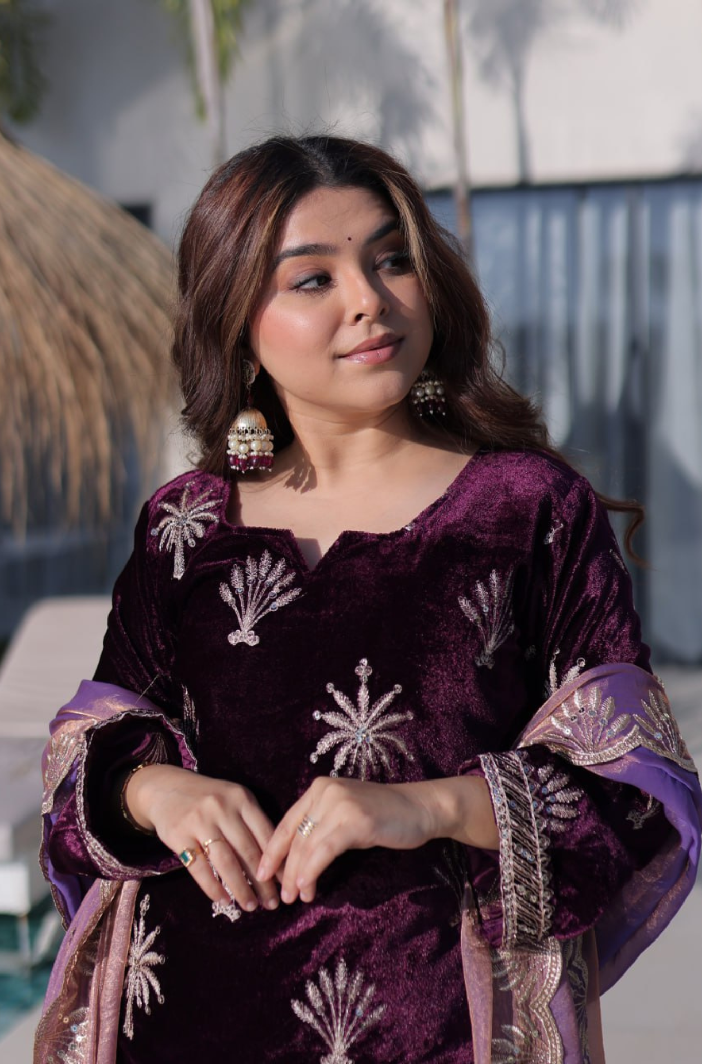 Premium Velvet Kurta Palazzo Set with Embroidered Dupatta for Women