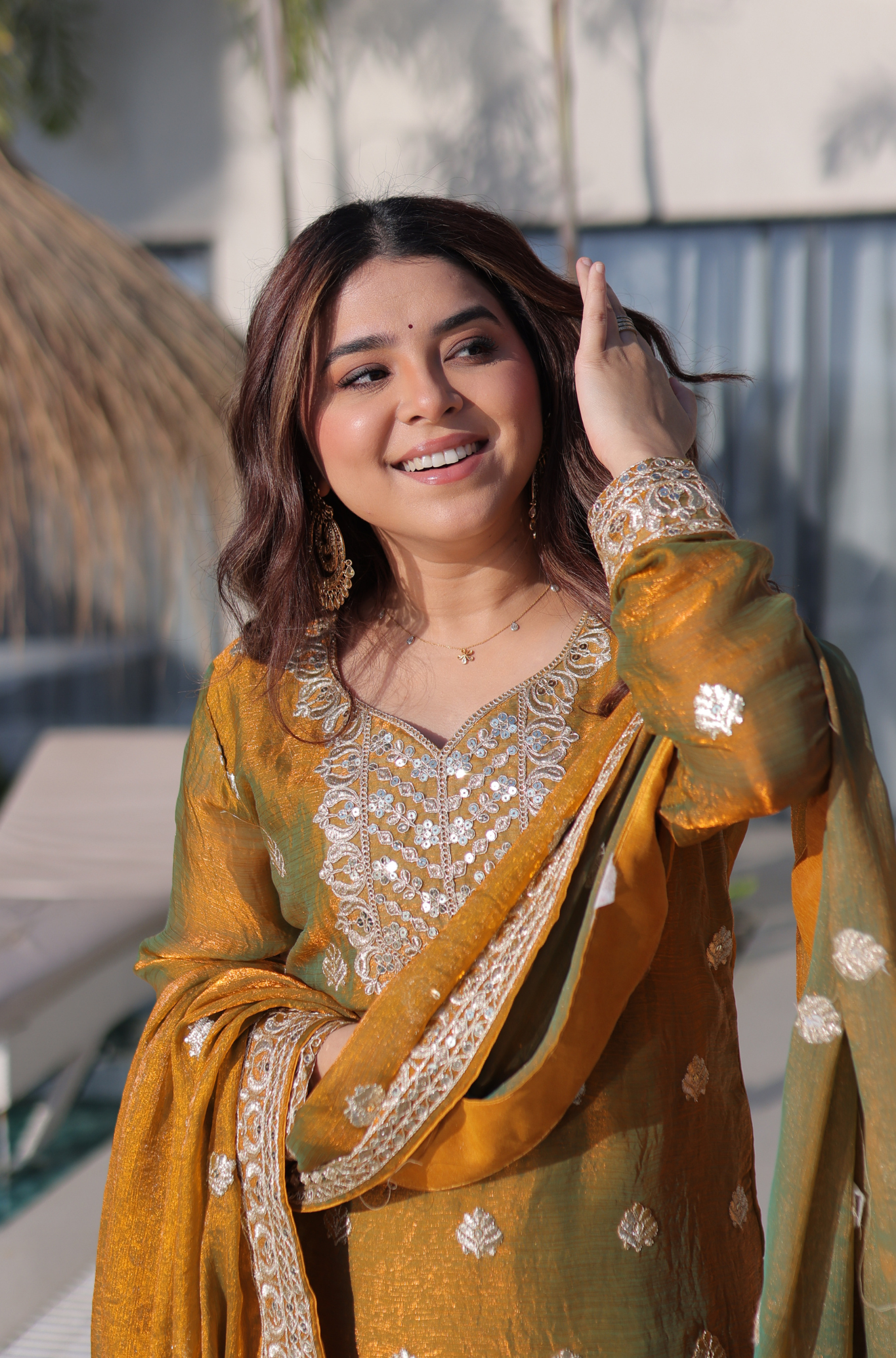Women Festive Embroidered Muslin Silk Kurta Set with Dupatta