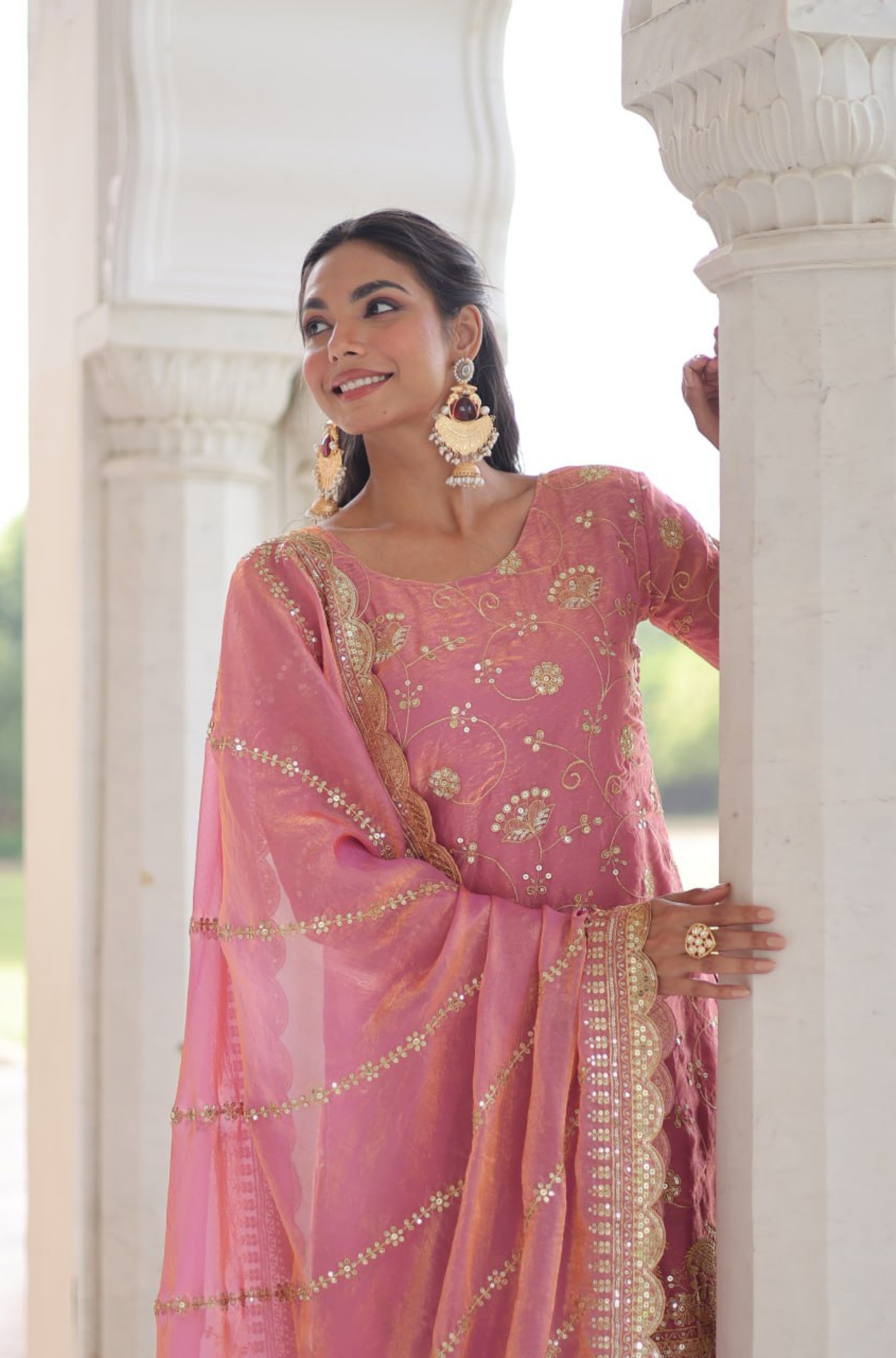 Women's Embroidered Sharara Suit Set with Dupatta