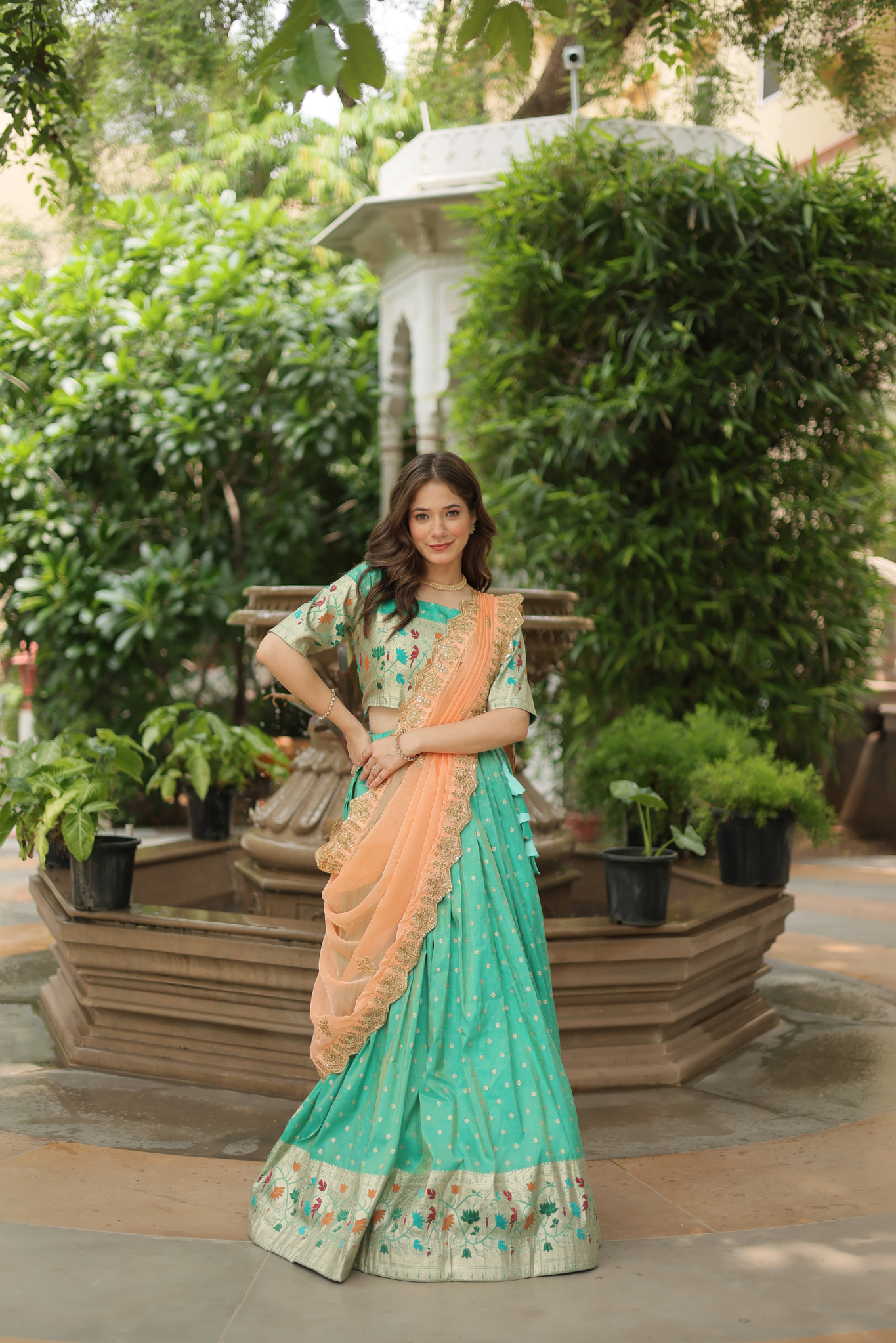 Women's Designer Paithani Weaving Lehenga Choli Set with Embroidered Blouse & Premium Dupatta