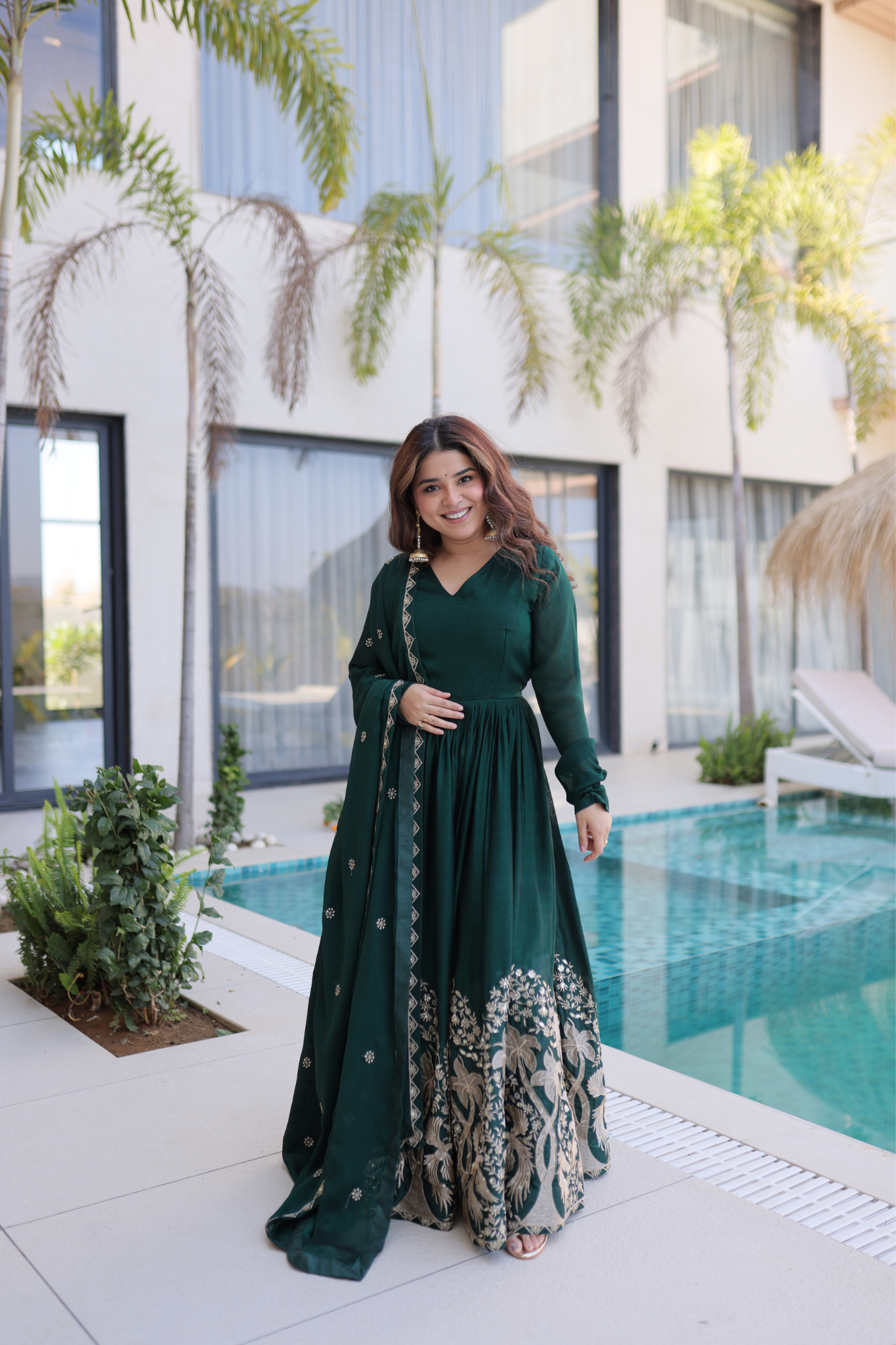 Women Embroidered Anarkali Gown Set with Dupatta
