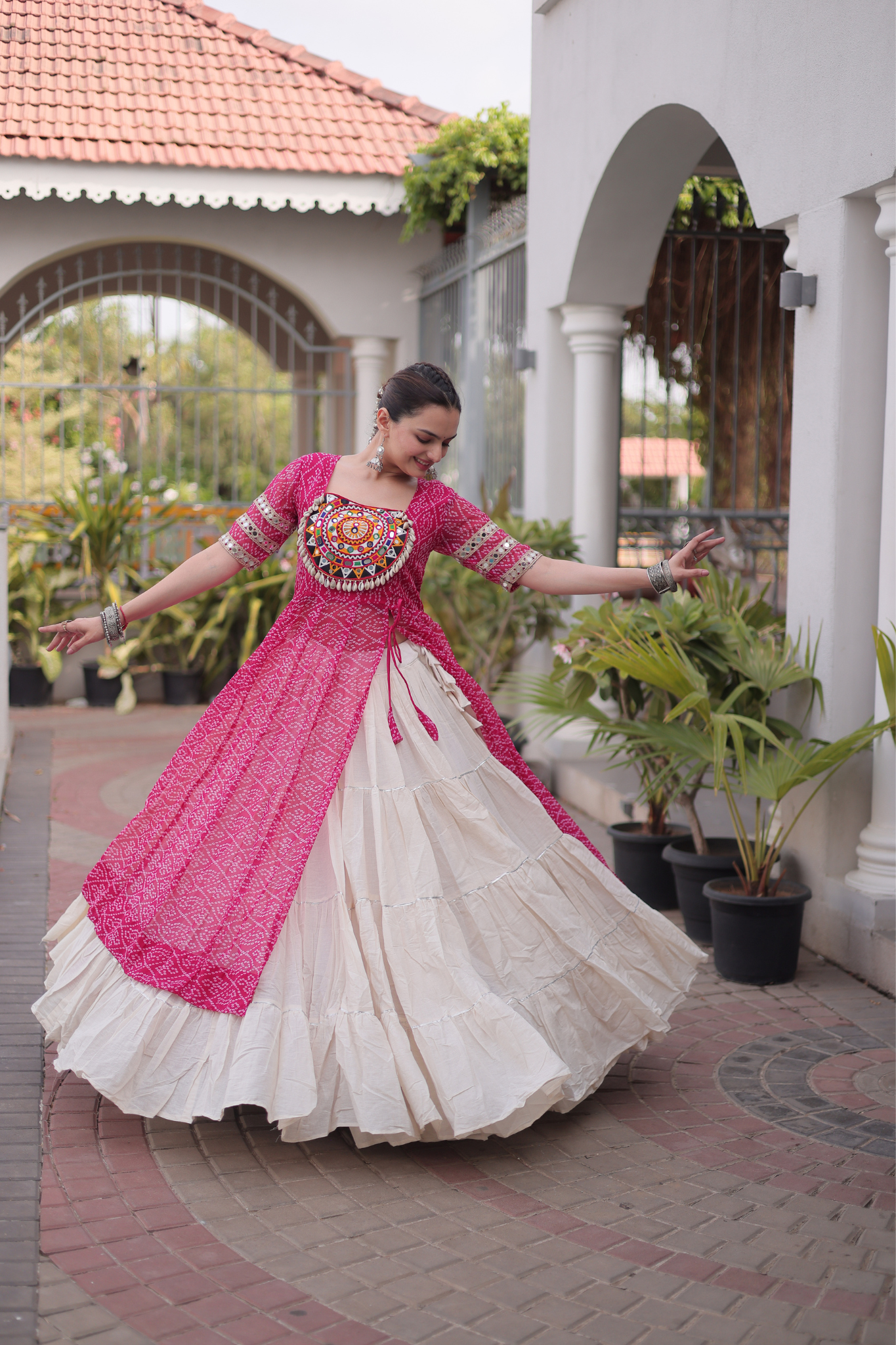 Women's Printed Anarkali Gown with Sharara | Traditional Ethnic Party Wear