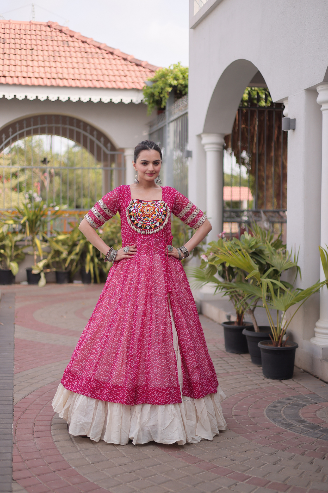 Women's Printed Anarkali Gown with Sharara | Traditional Ethnic Party Wear