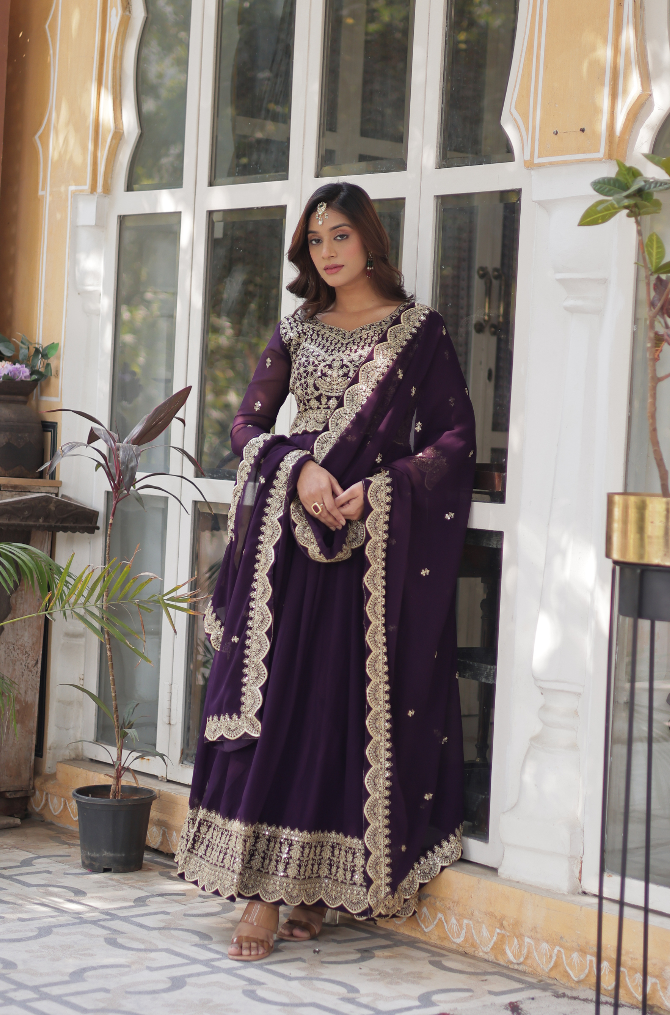 Women’s Embroidered Anarkali Gown Set