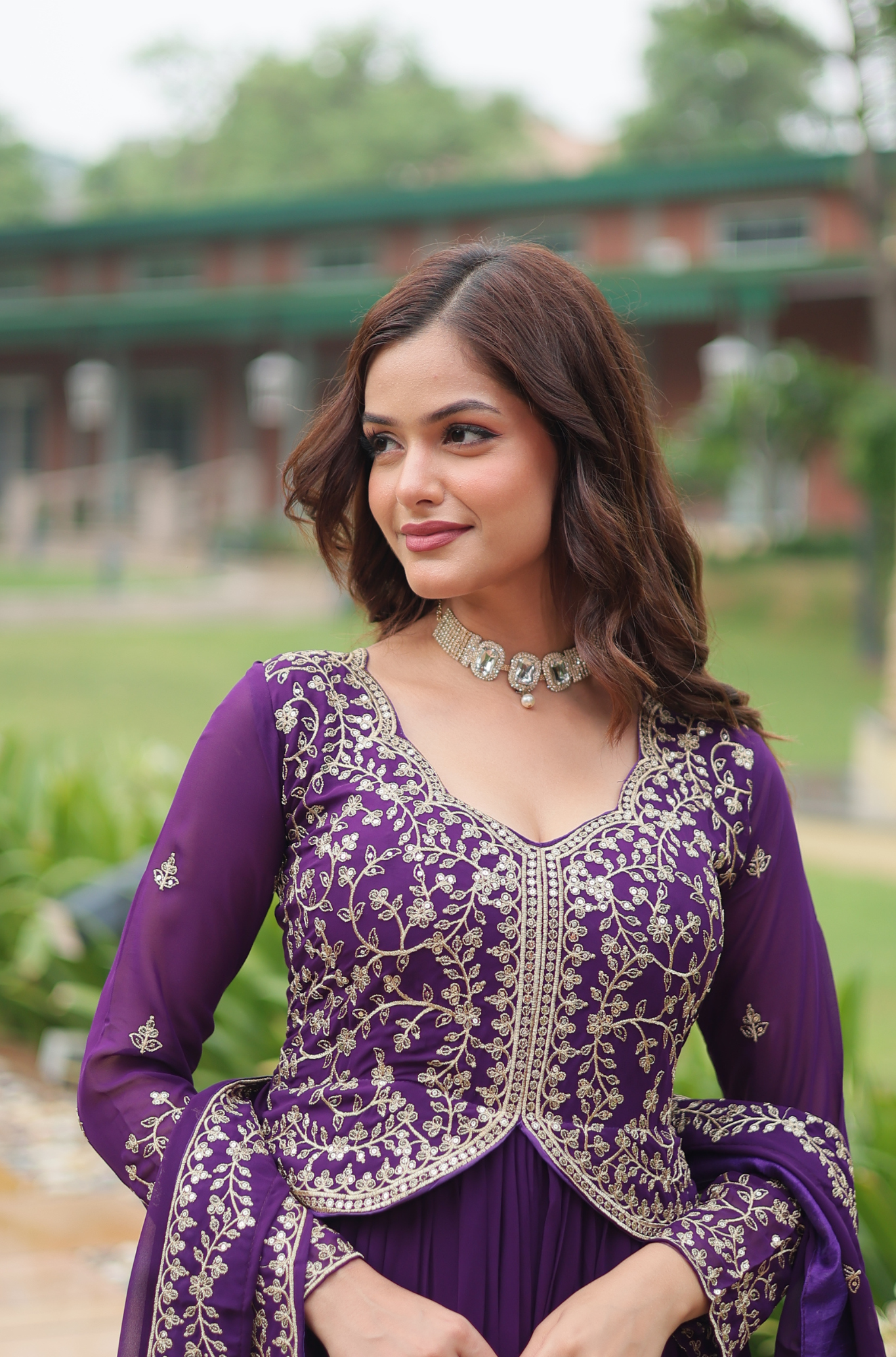 Women Embroidered Anarkali Gown with Dupatta