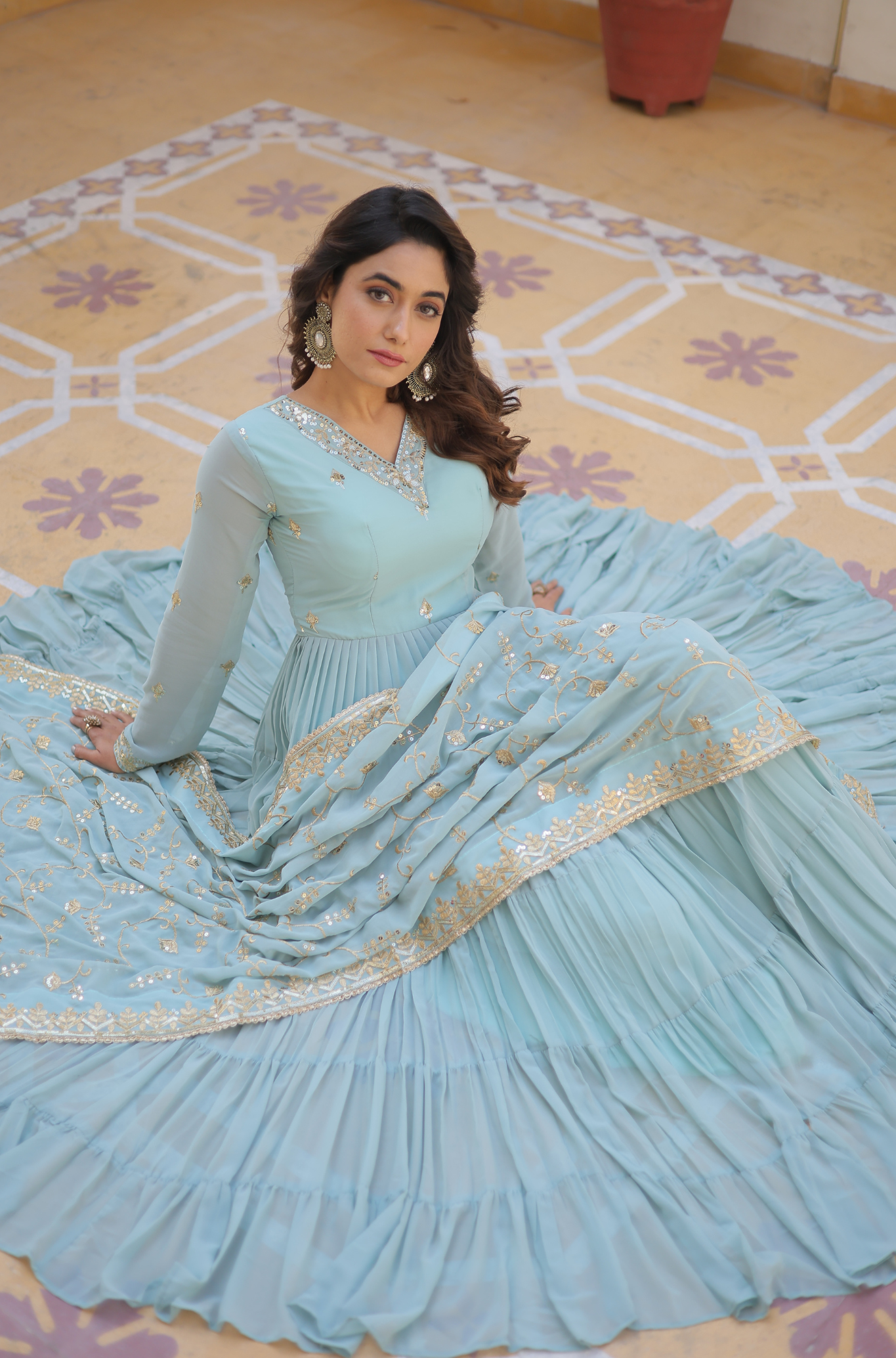 Women Embroidered Anarkali Gown Set with Dupatta