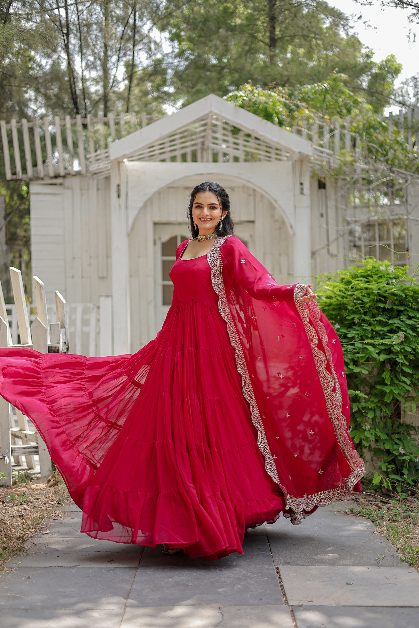Exclusive Women's Designer Embroidered Anarkali Gown with Dupatta