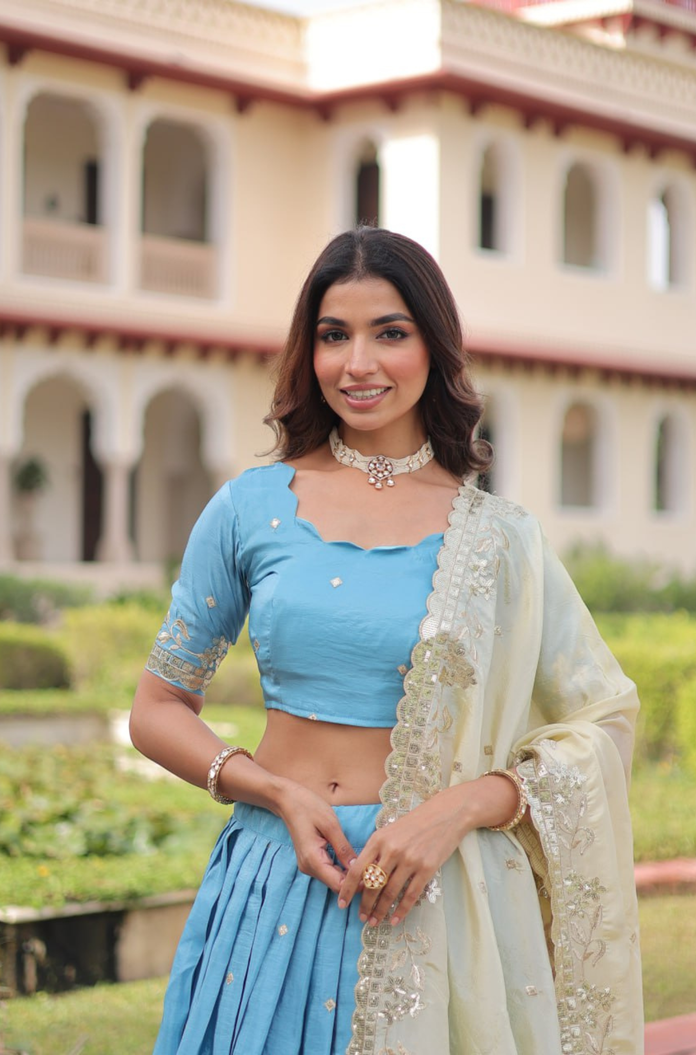 Women's Embroidered Lehenga Choli Set with Dupatta