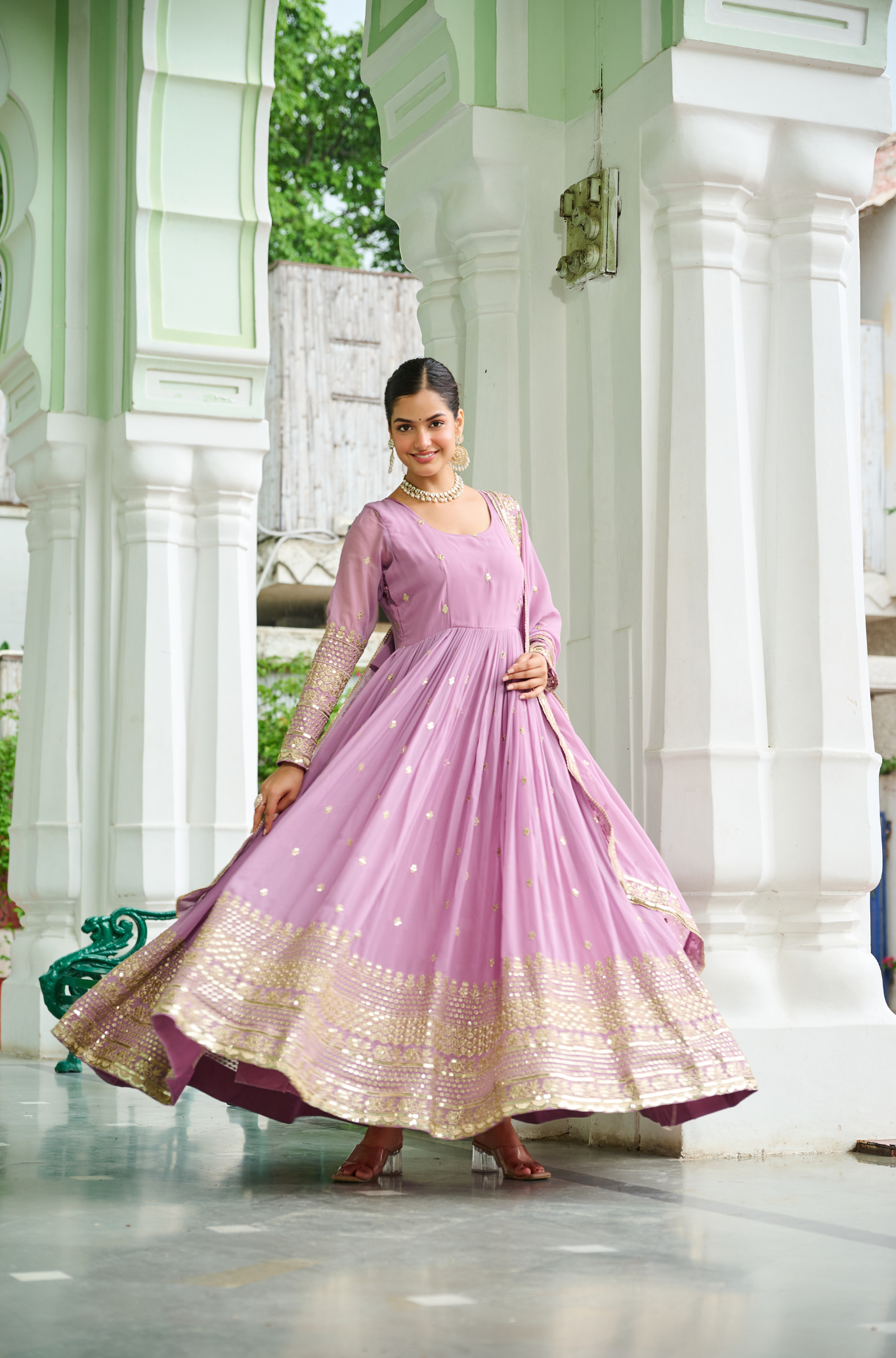 Women’s Designer Georgette Anarkali Gown with Dupatta
