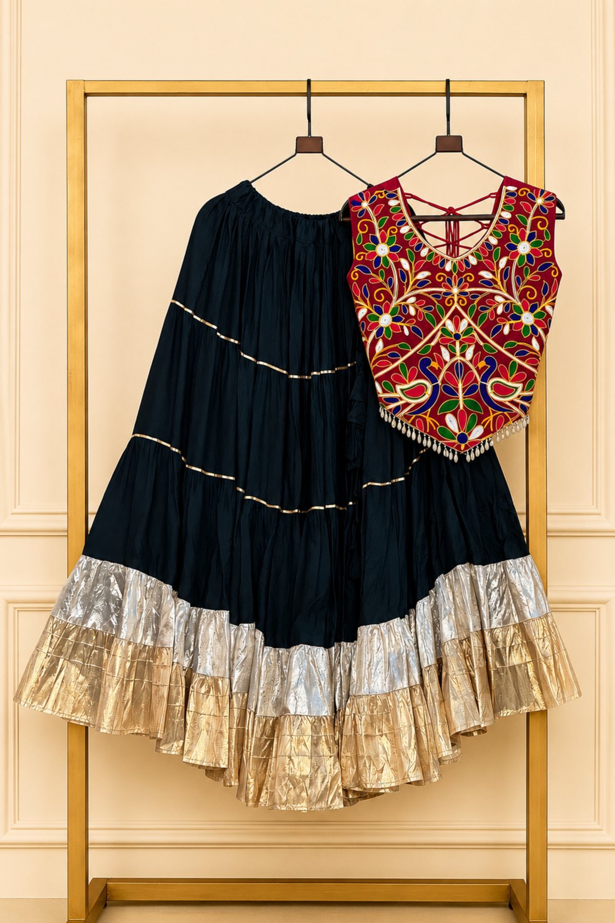 Designer Navratri Lehenga Choli with Embroidered Blouse