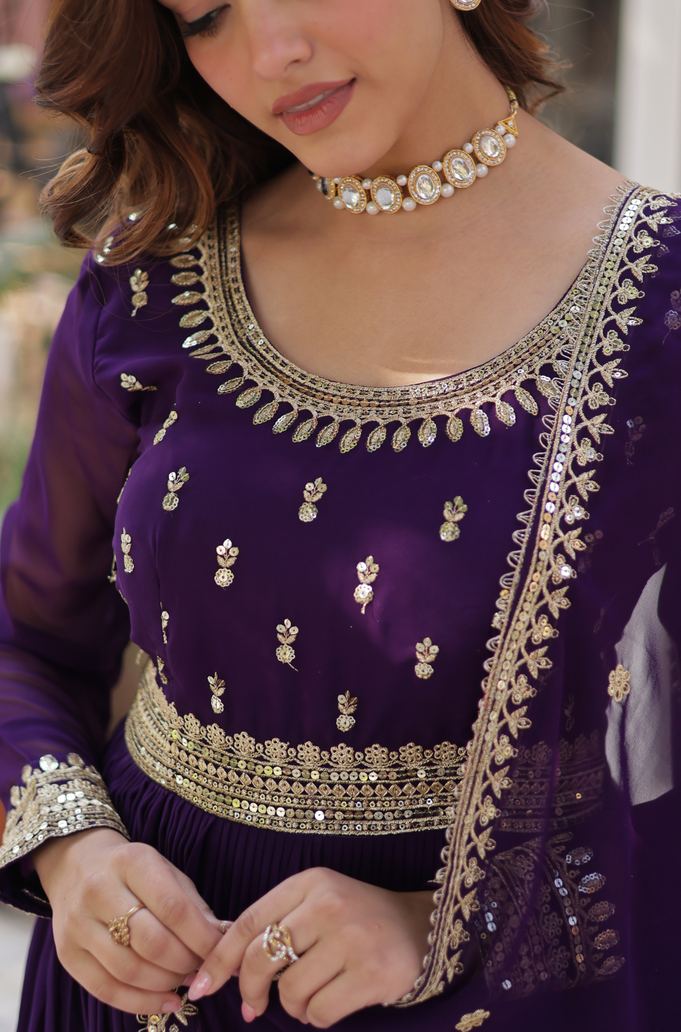 Women Embroidered Anarkali Gown with Dupatta