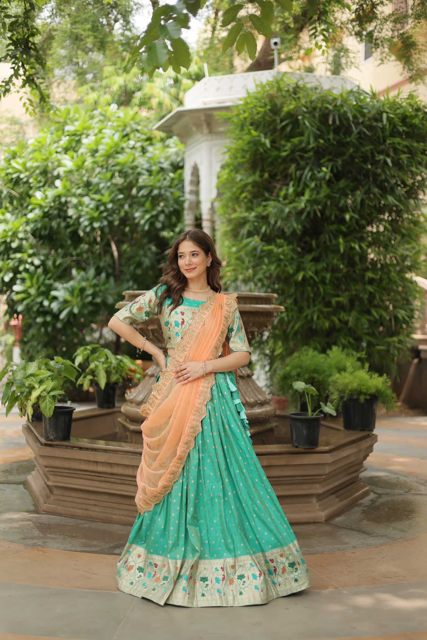 Women's Designer Paithani Weaving Lehenga Choli Set with Embroidered Blouse & Premium Dupatta