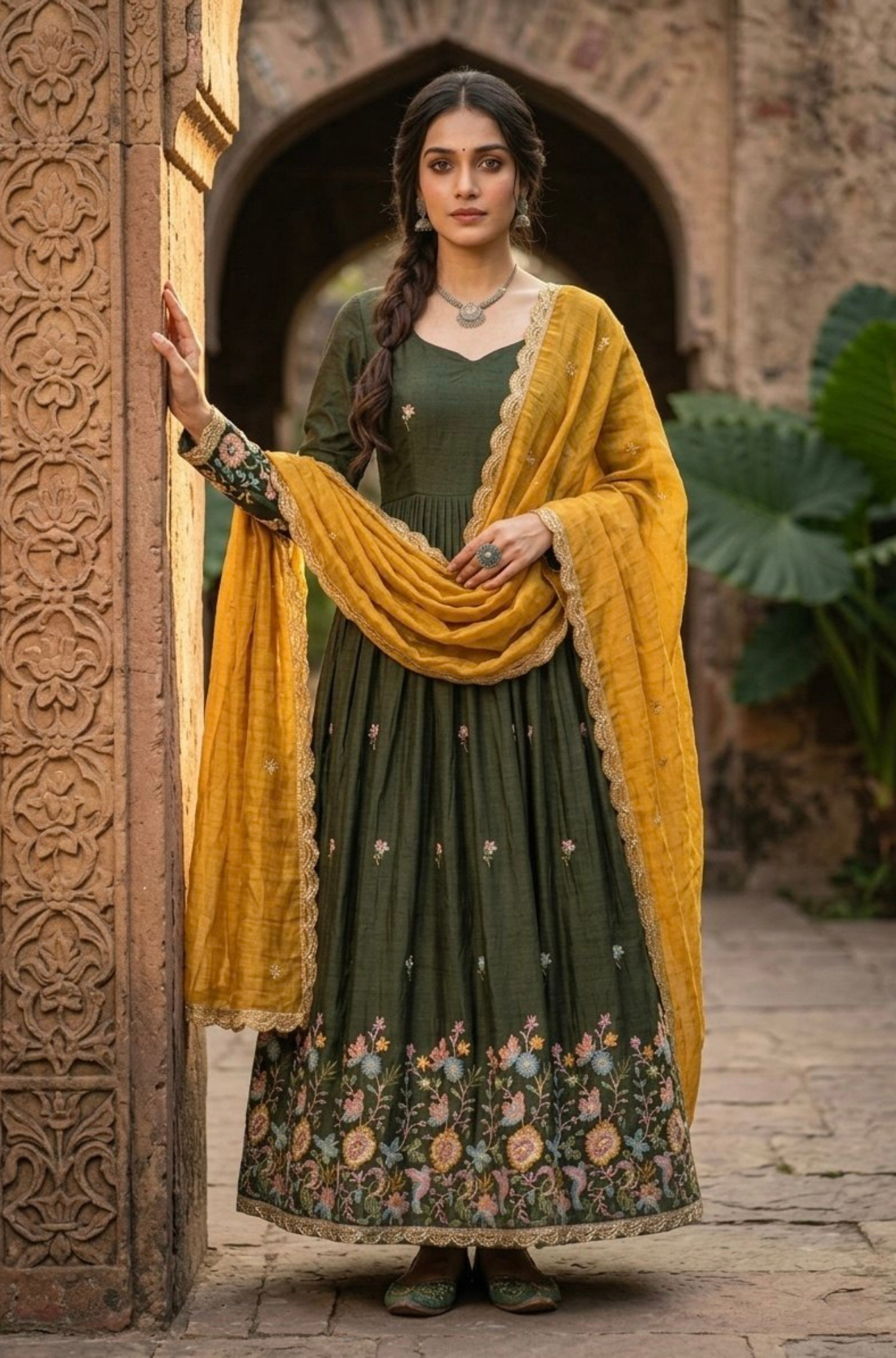 Women Designer Heavy Sequins & Embroidered Anarkali Gown Set With Dupatta
