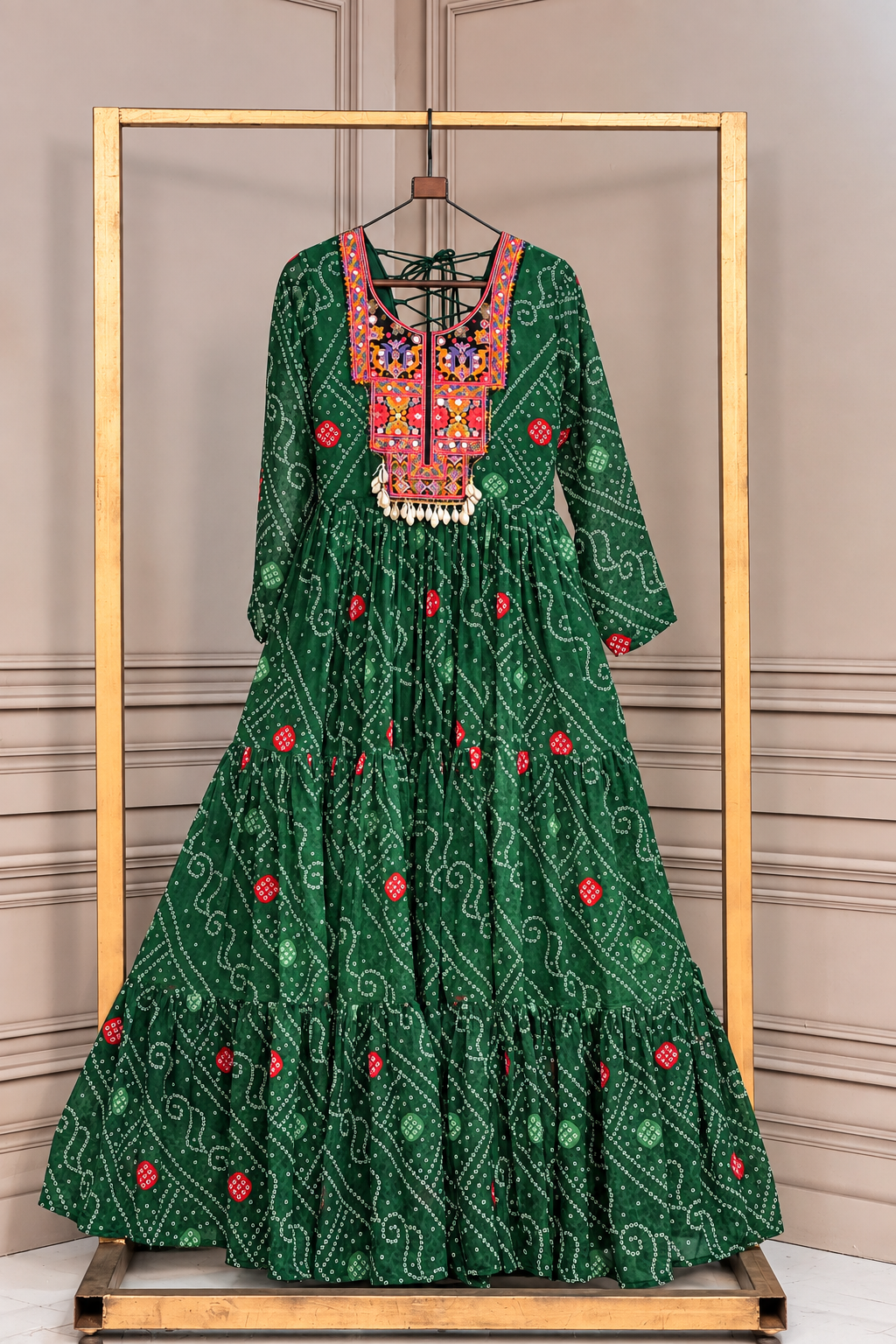 Designer Printed Anarkali Kurti with Embroidered Yoke & Flared Skirt