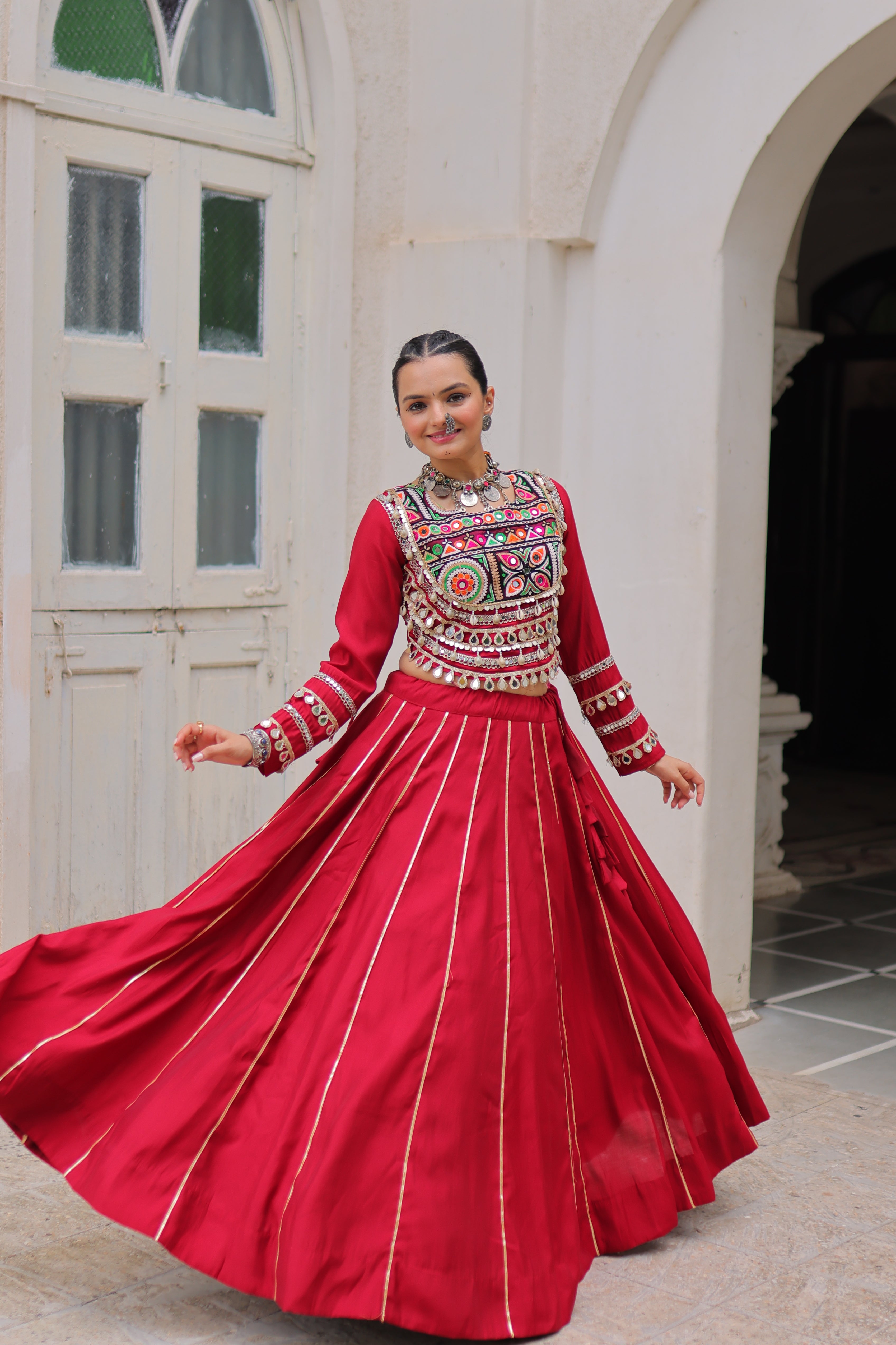 Designer Mirror Work Embroidered Lehenga Choli Set for Women