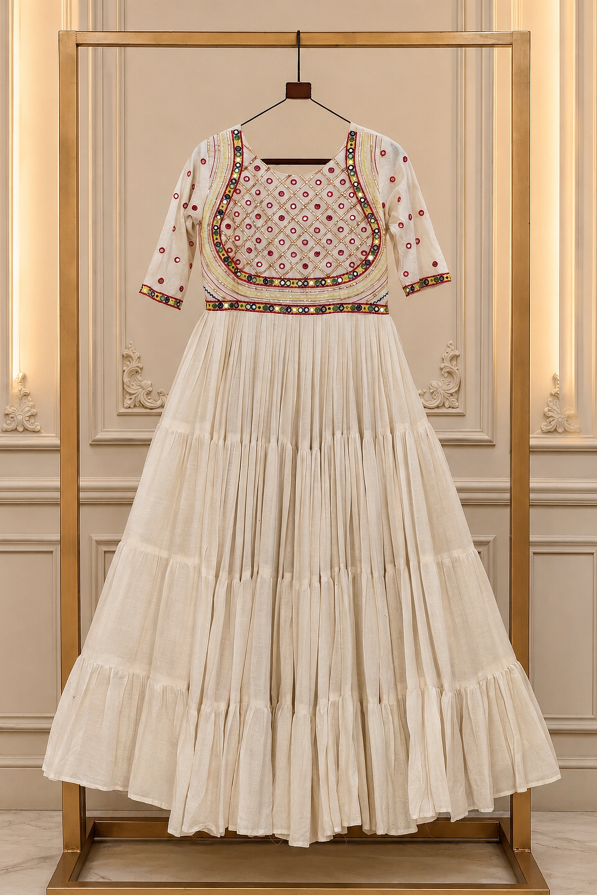 Designer Embroidered Tiered Gown for Women – Ethnic Party Wear Dress