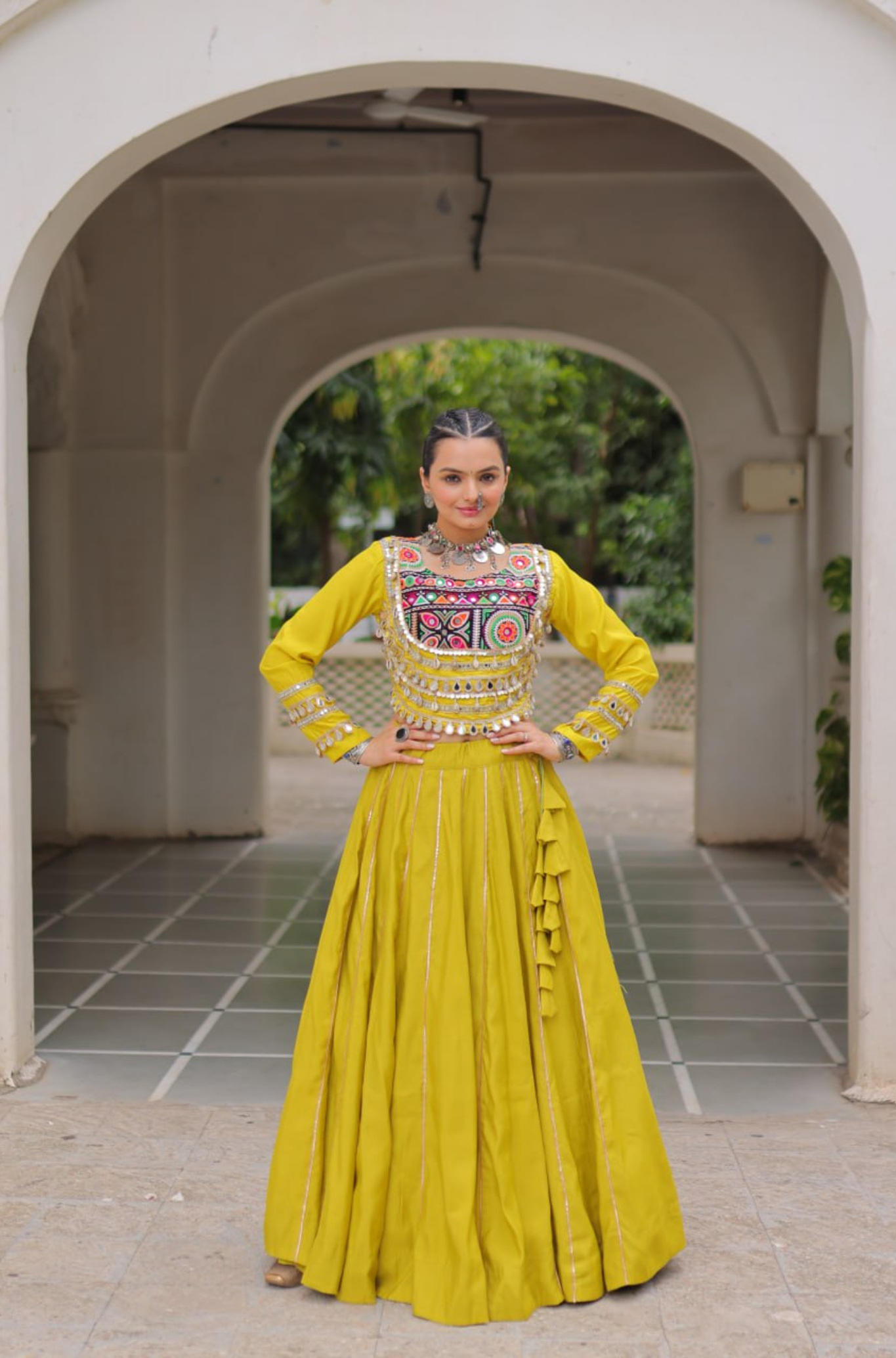 Designer Mirror Work Embroidered Lehenga Choli Set for Women