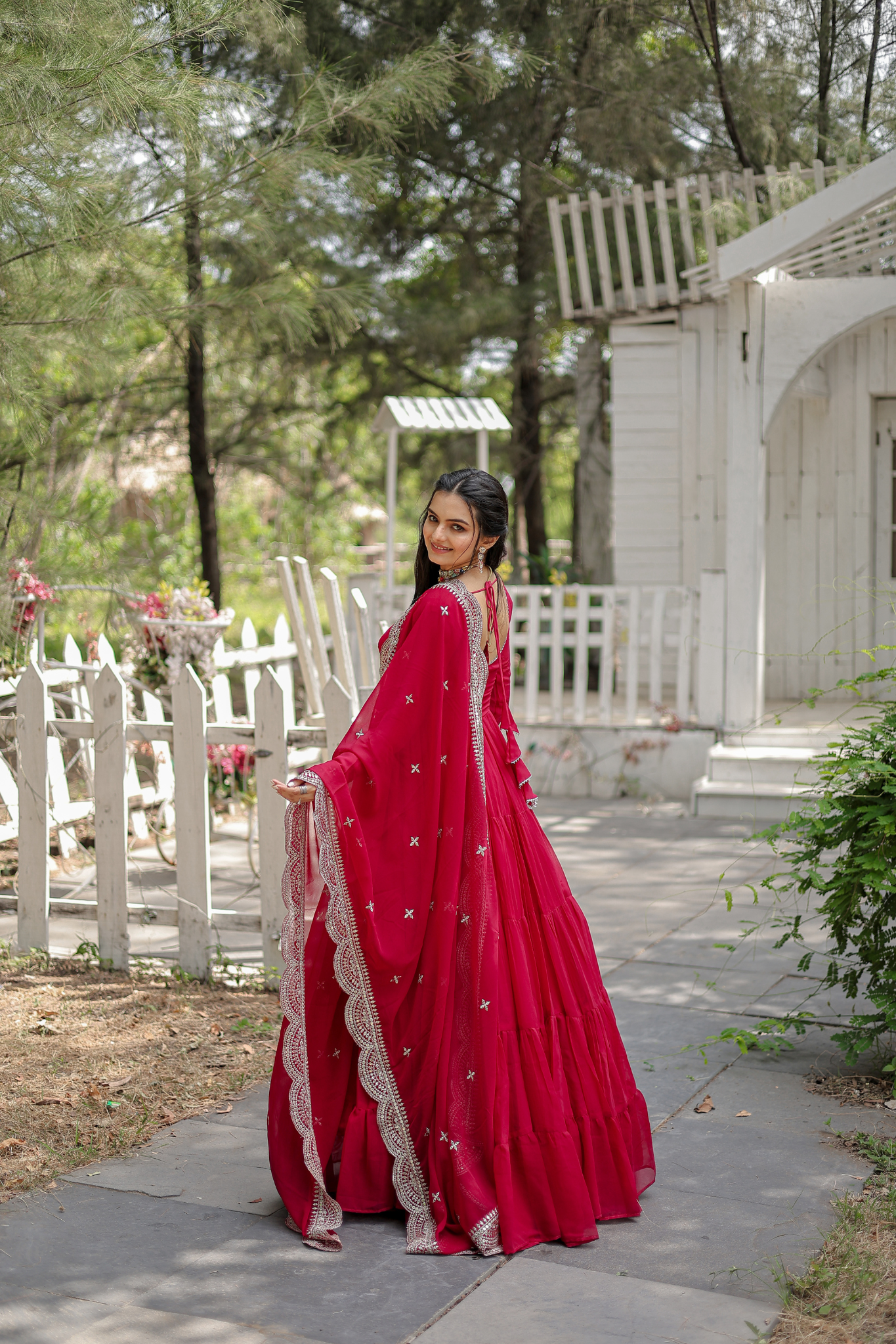 Exclusive Women's Designer Embroidered Anarkali Gown with Dupatta