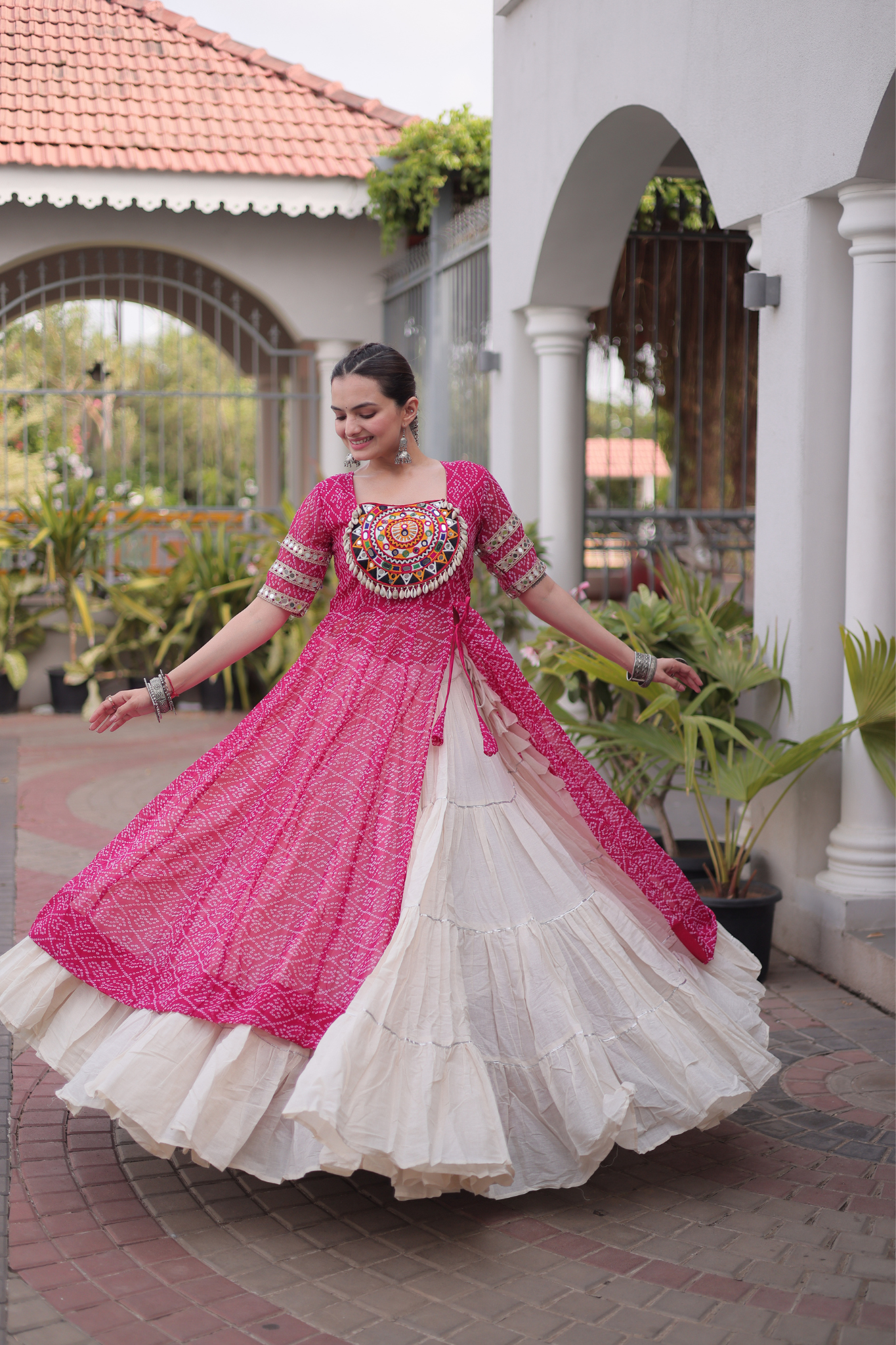 Women's Printed Anarkali Gown with Sharara | Traditional Ethnic Party Wear