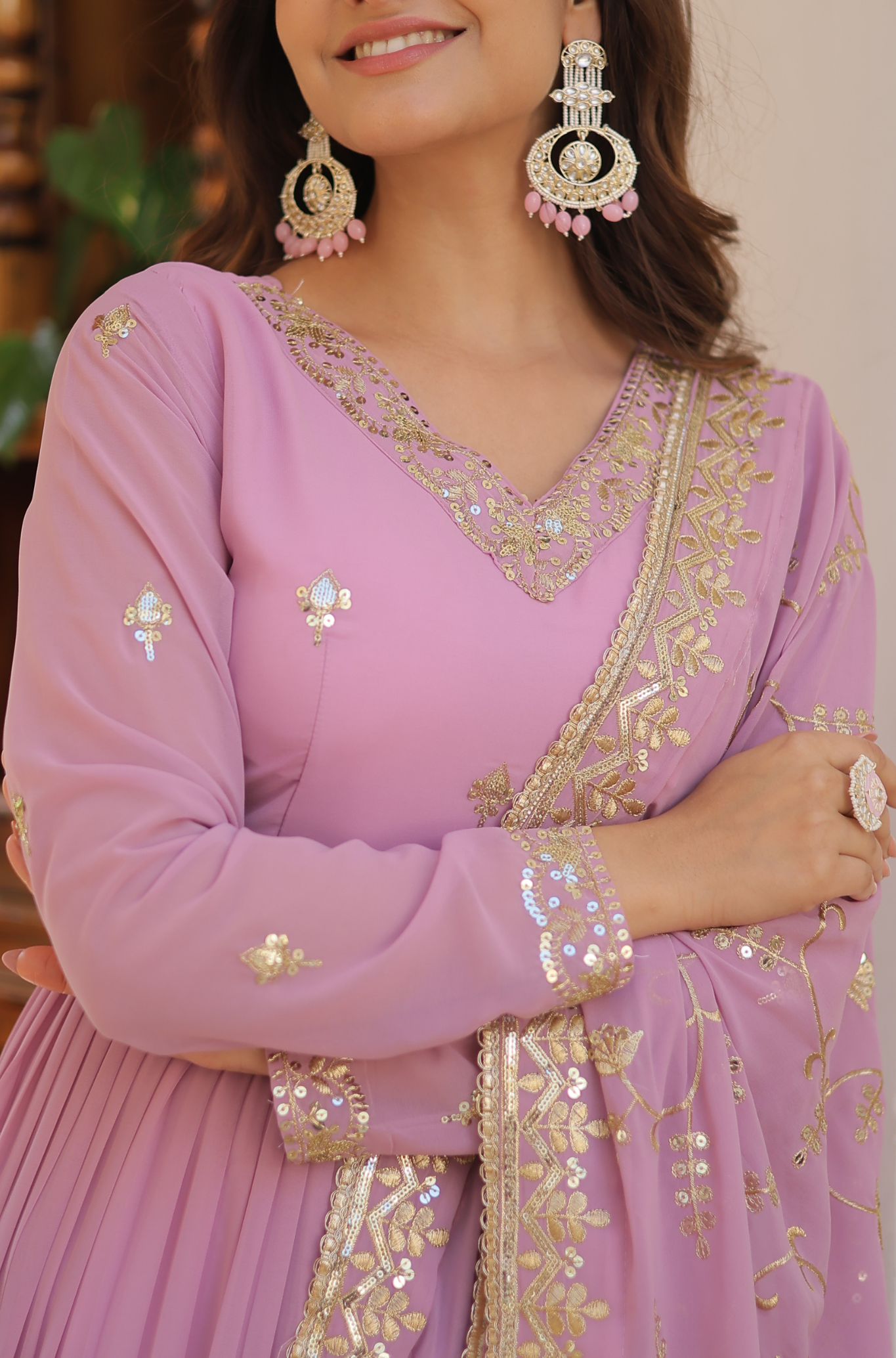 Women Embroidered Anarkali Gown Set with Dupatta