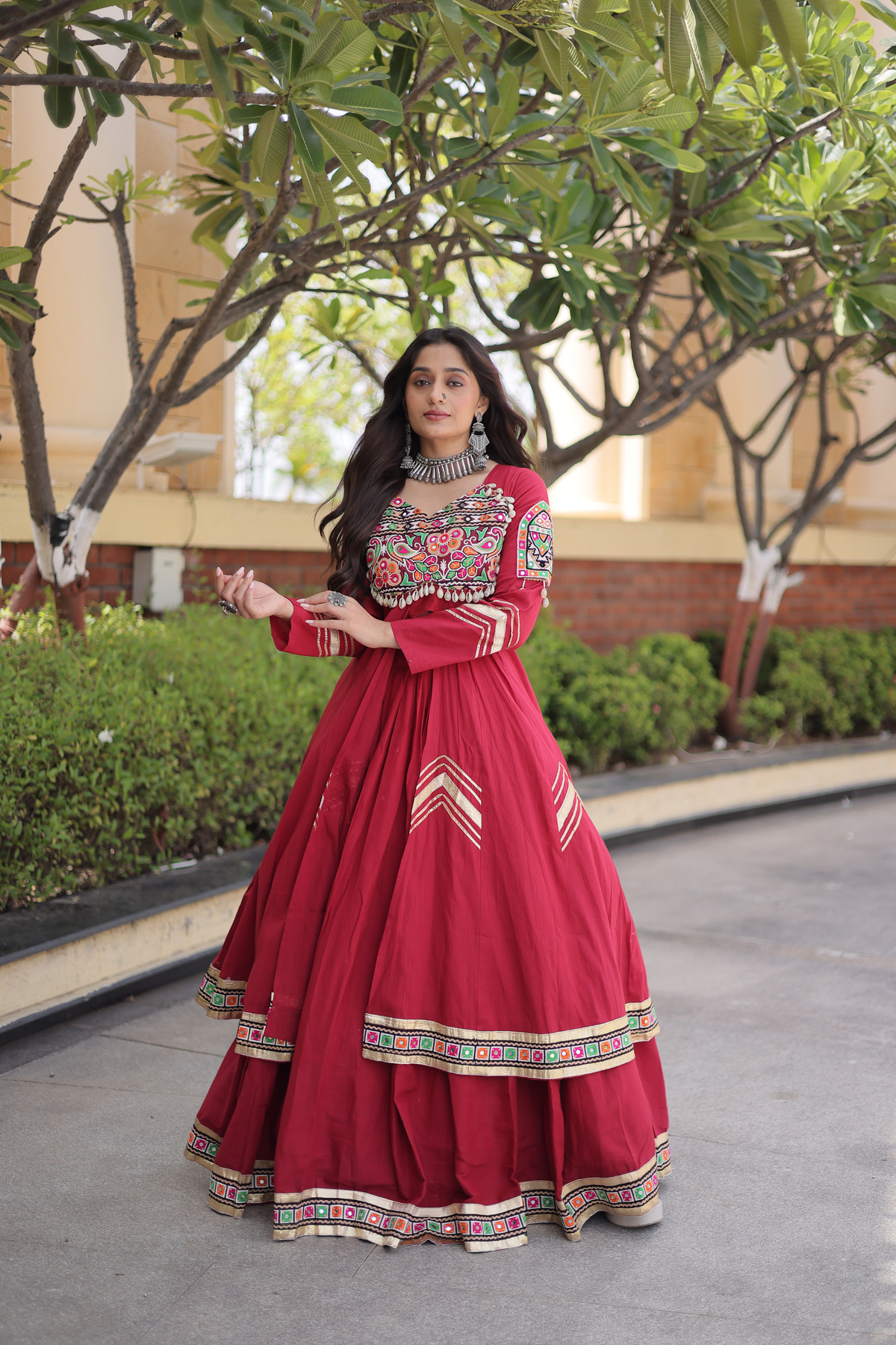 Women’s Embroidered Anarkali kurta with Flared Skirt Set
