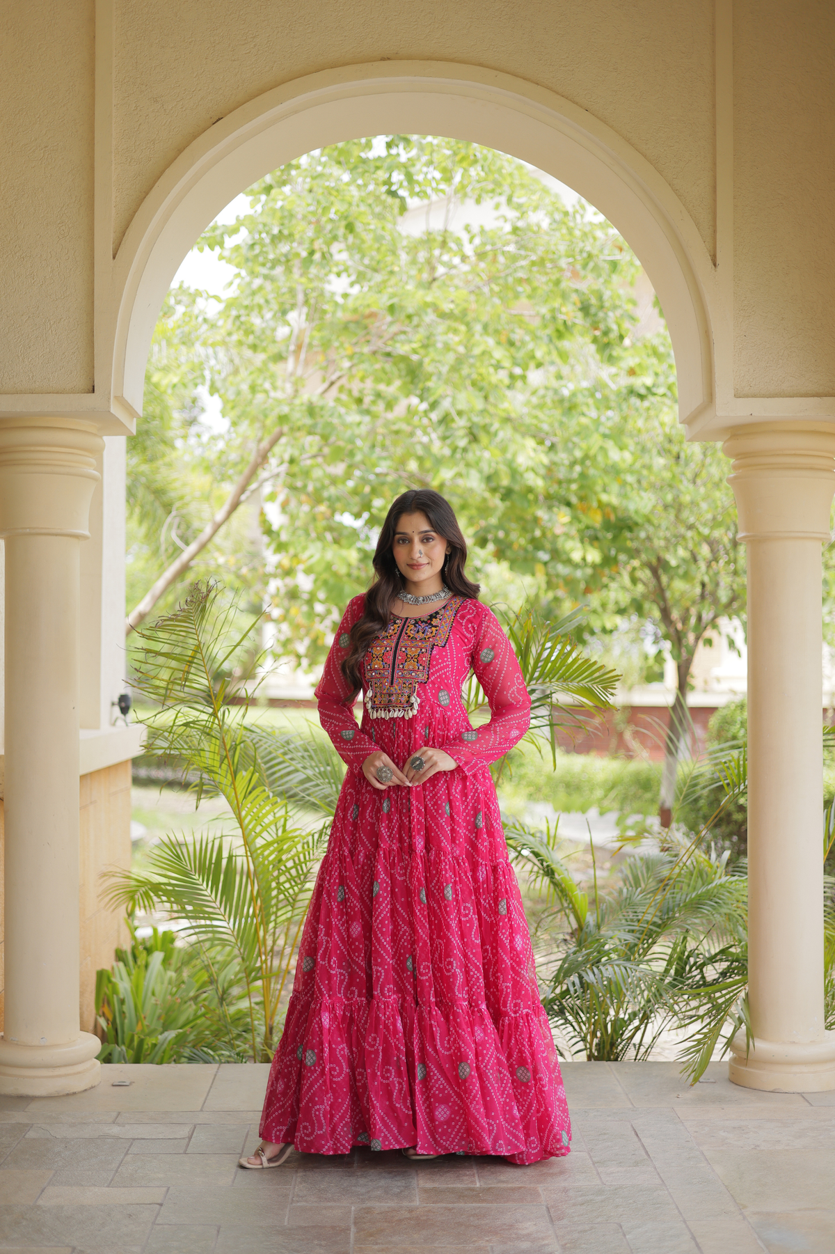 Designer Printed Anarkali Kurti with Embroidered Yoke & Flared Skirt