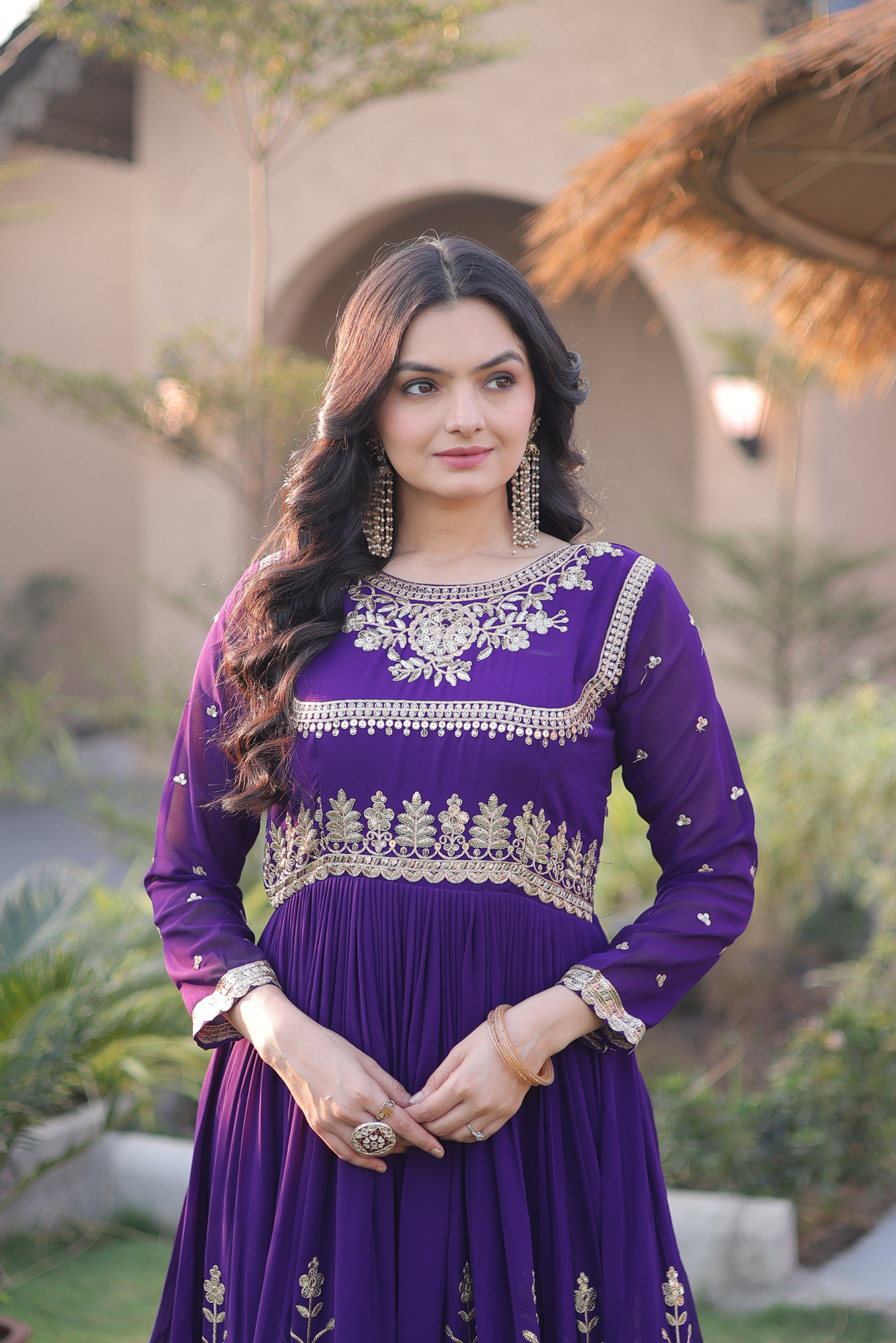 Women's Embroidered Anarkali Gown Set with Dupatta