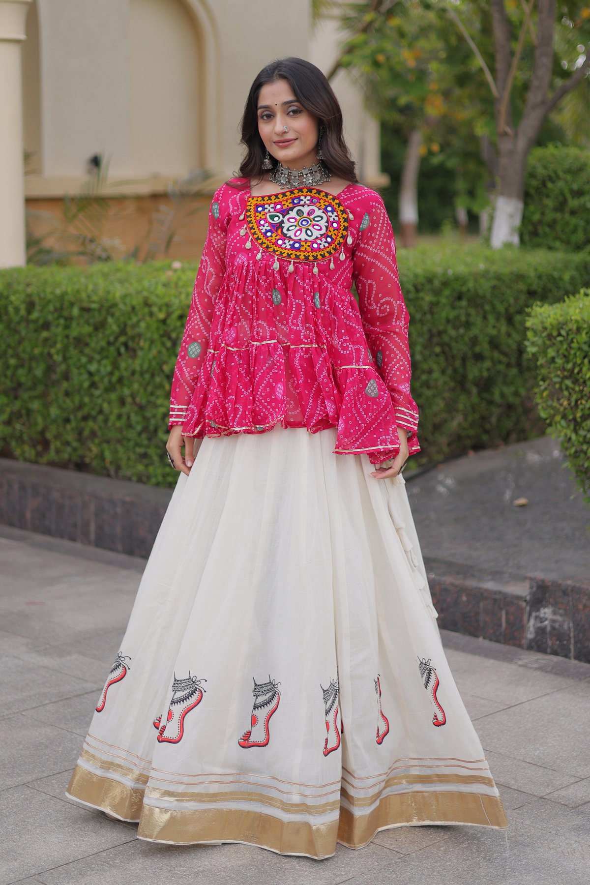 Designer Printed Anarkali Kurti with Embroidered Yoke & Flared Skirt
