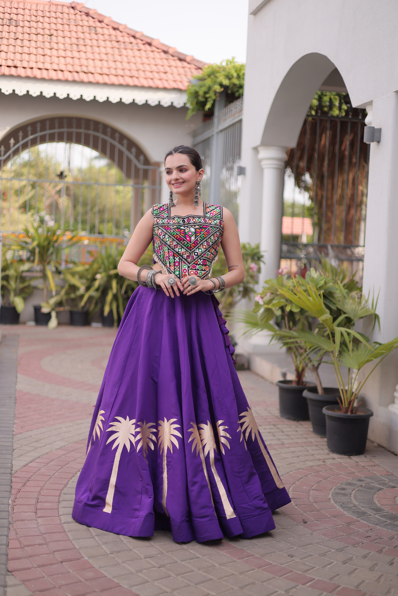 Women's Black Embroidered Lehenga Set with Mirror Work Crop Top | Navratri & Festive Wear