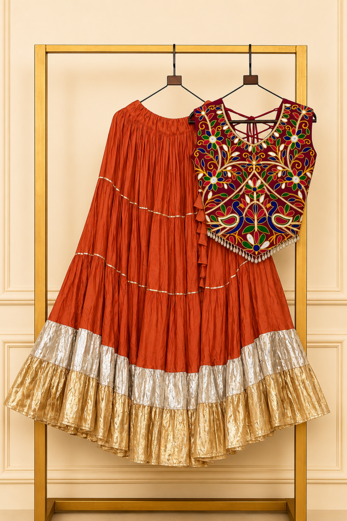 Designer Navratri Lehenga Choli with Embroidered Blouse