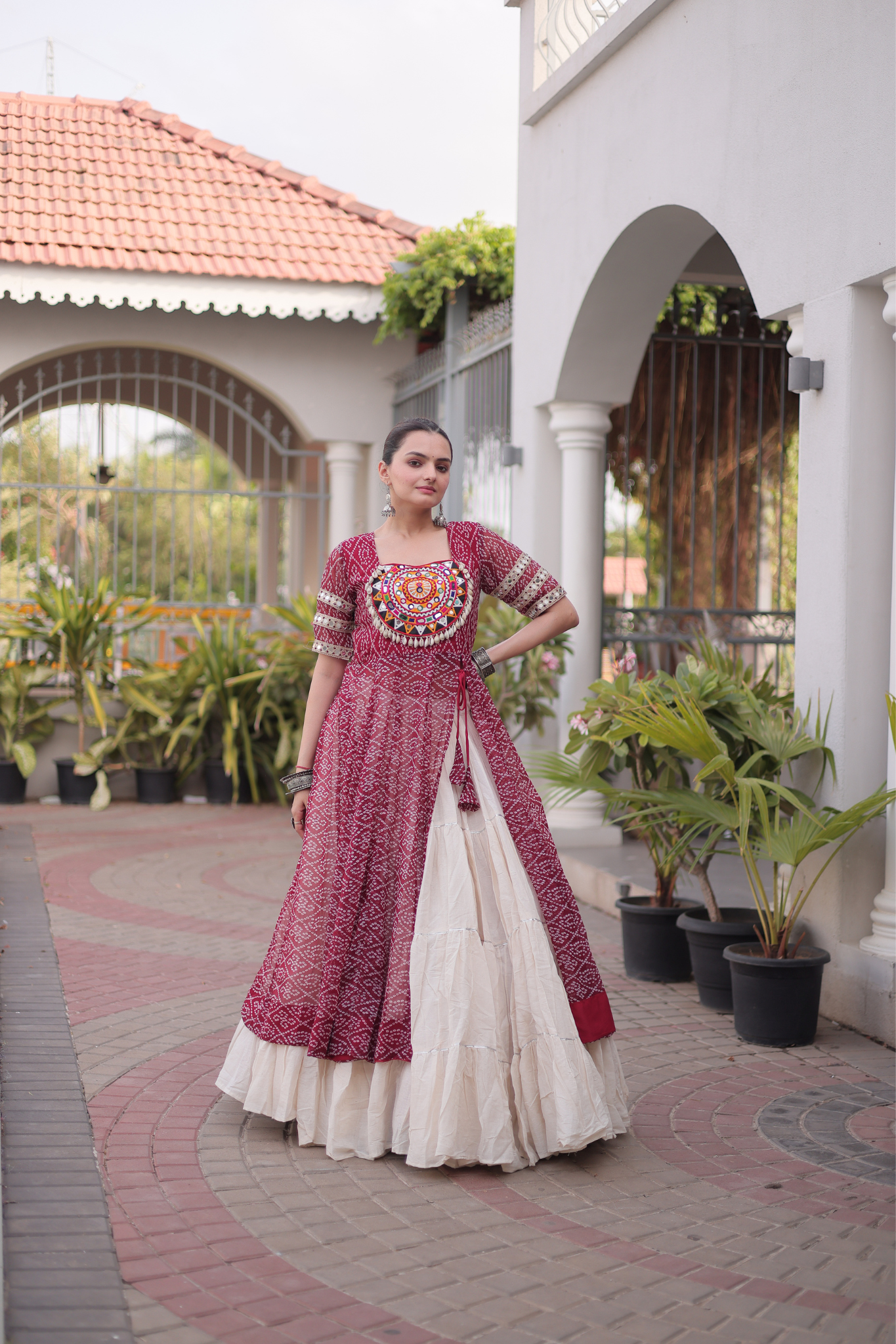 Women's Printed Anarkali Gown with Sharara | Traditional Ethnic Party Wear