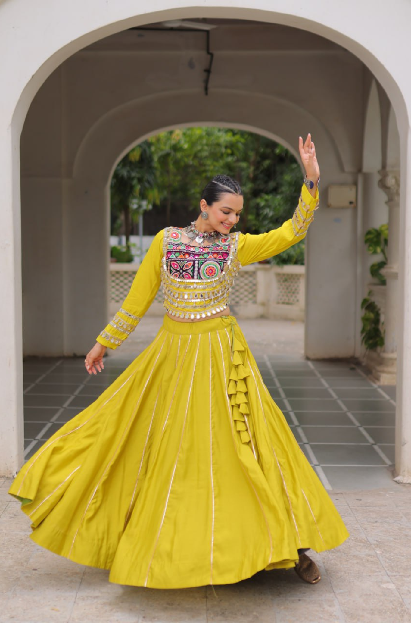 Designer Mirror Work Embroidered Lehenga Choli Set for Women