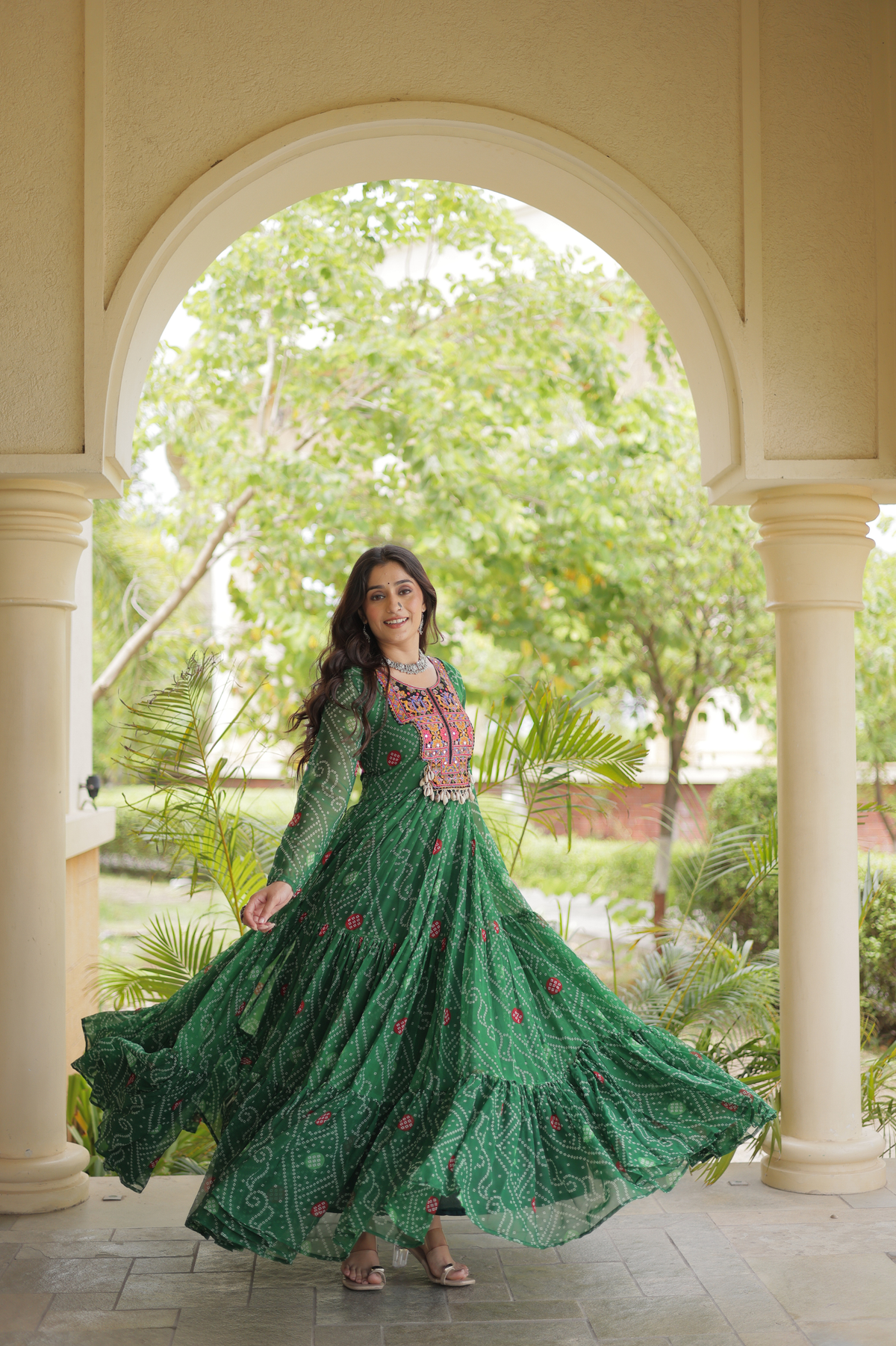 Designer Printed Anarkali Kurti with Embroidered Yoke & Flared Skirt