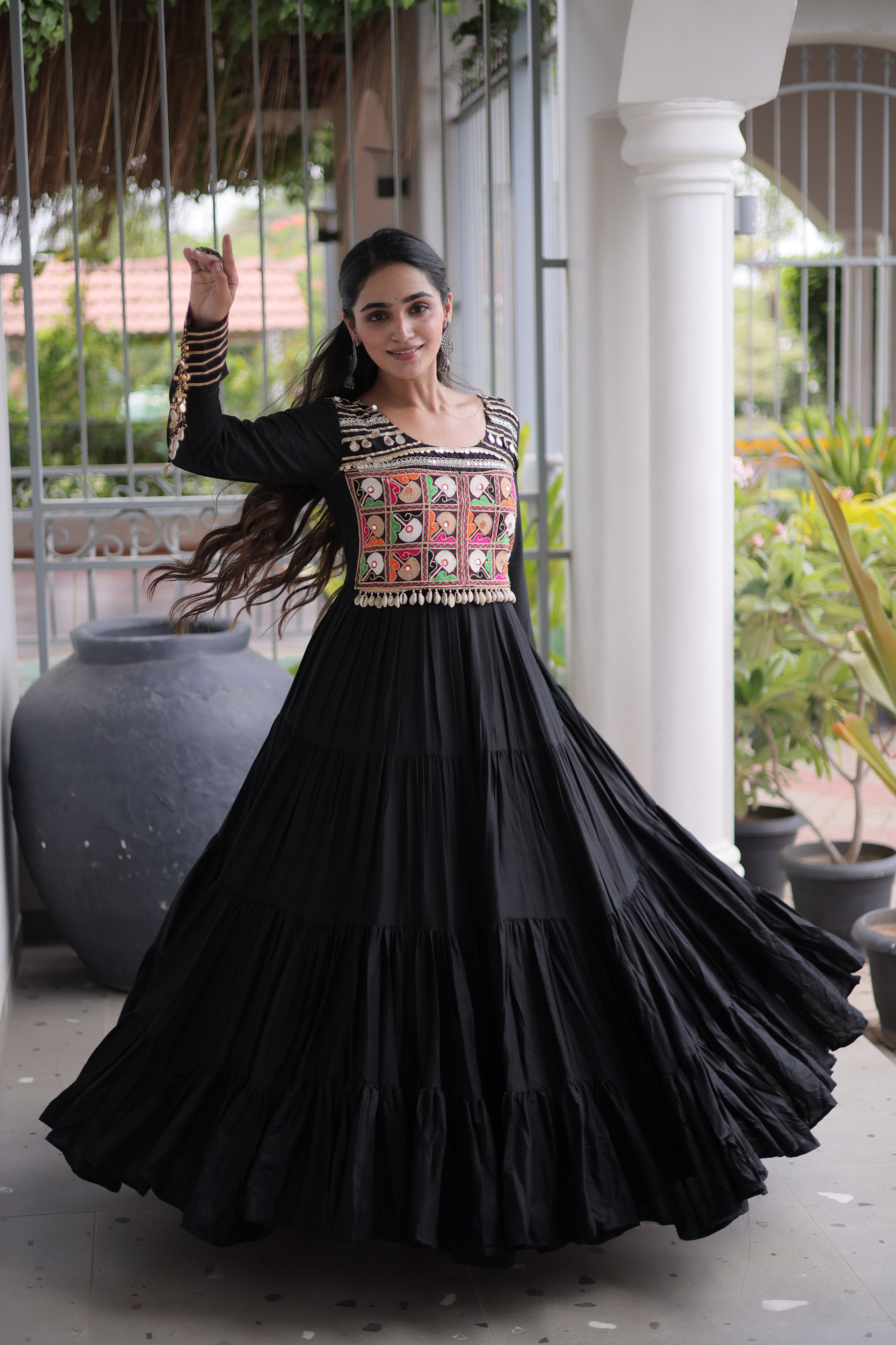 Women's Designer Kutchi Gamthi Embroidered Anarkali Gown