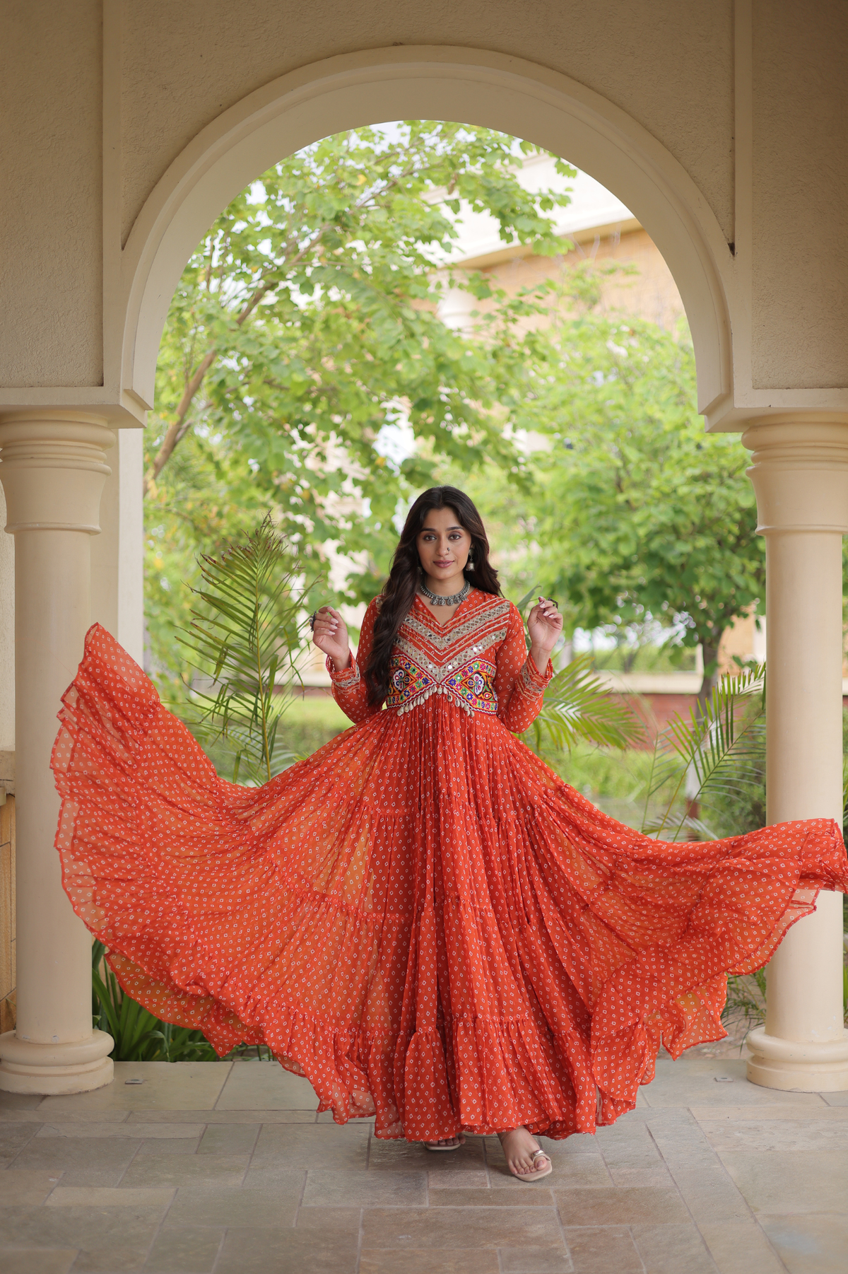 Women’s Designer Anarkali Gown with Embroidered Yoke & Flared Silhouette | Festive Ethnic Wear