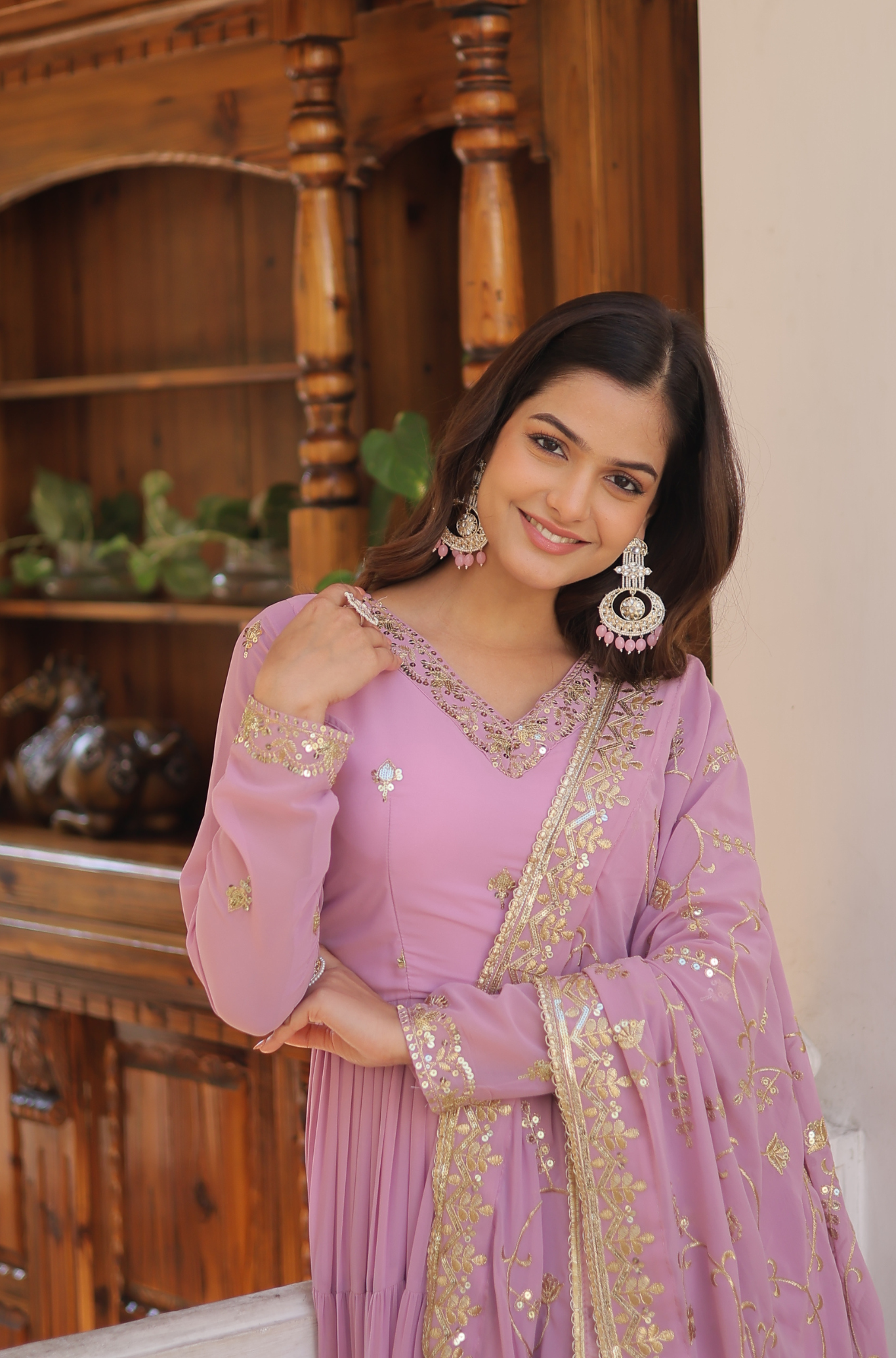 Women Embroidered Anarkali Gown Set with Dupatta