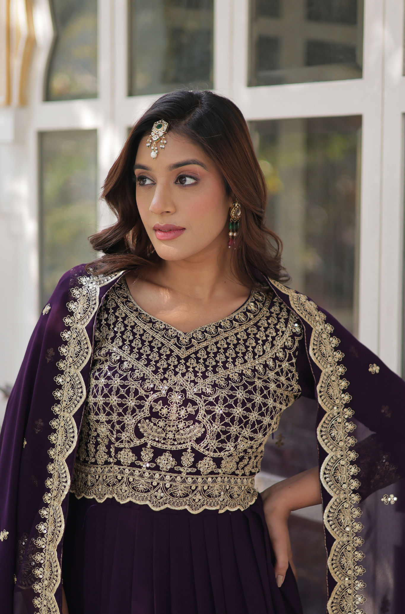 Women’s Embroidered Anarkali Gown Set