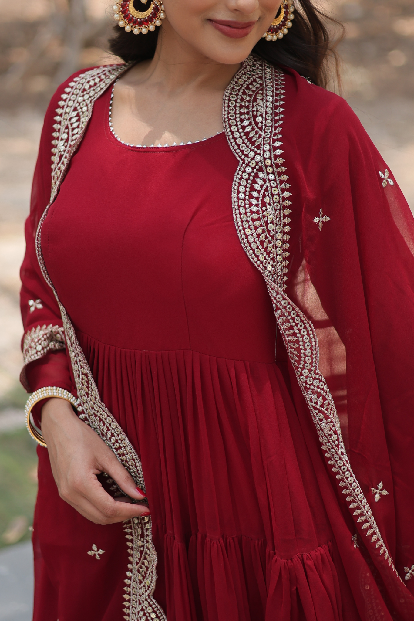 Exclusive Women's Designer Embroidered Anarkali Gown with Dupatta
