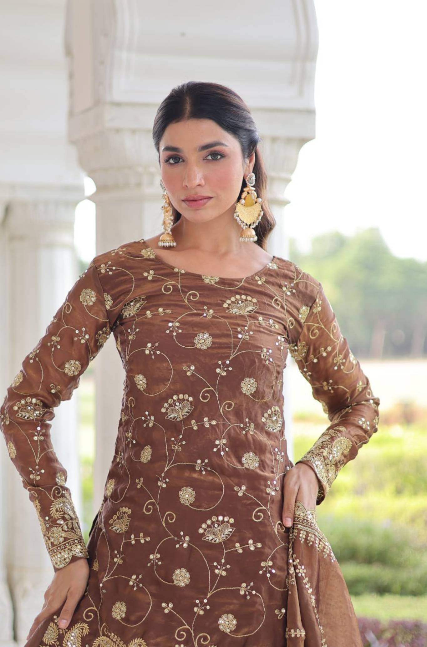 Women's Embroidered Sharara Suit Set with Dupatta