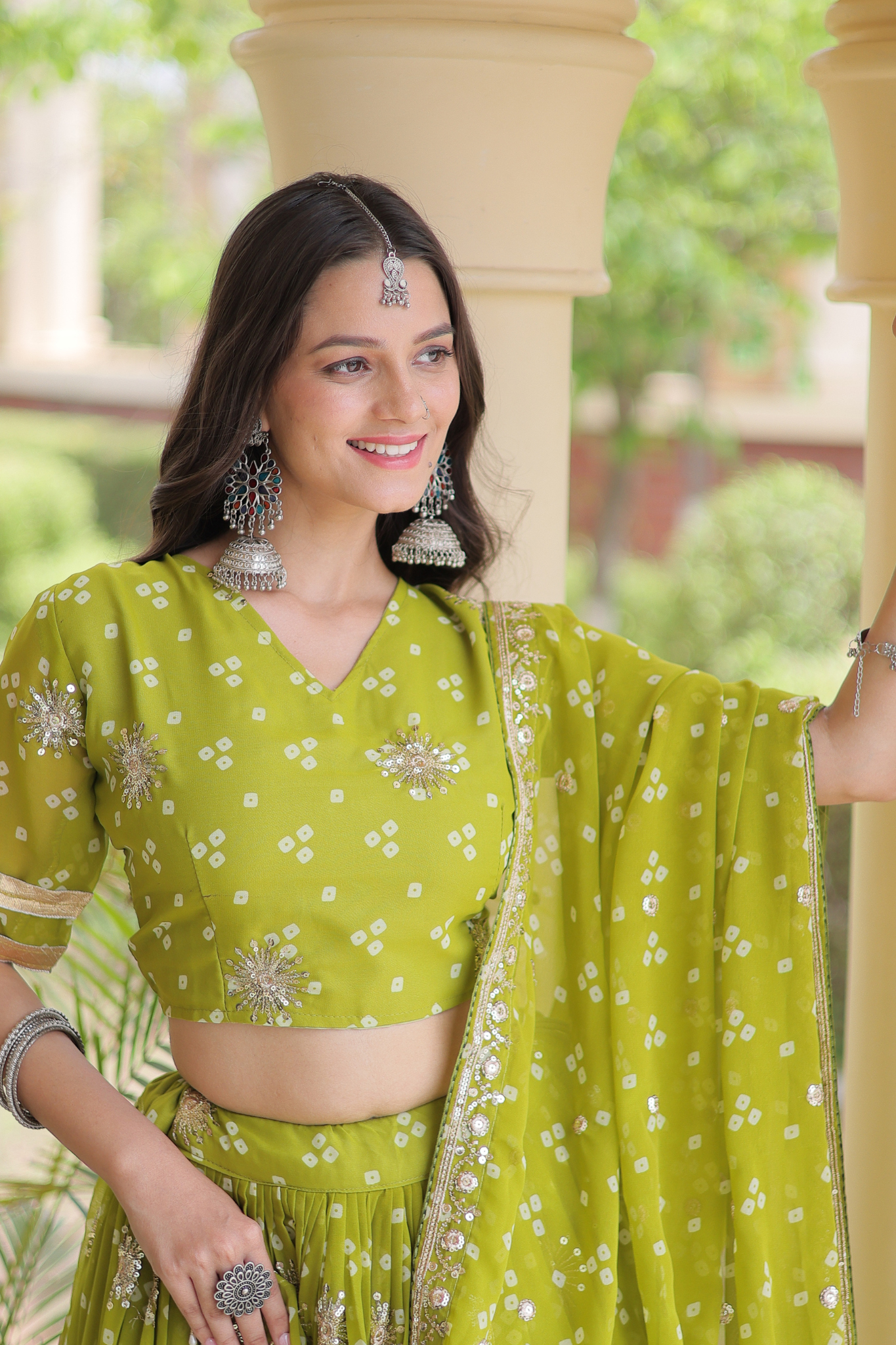 Women's [Color] Bandhani Printed Lehenga Choli with Dupatta