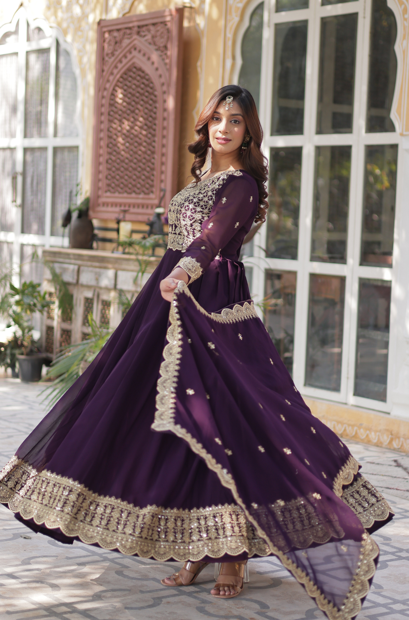 Women’s Embroidered Anarkali Gown Set