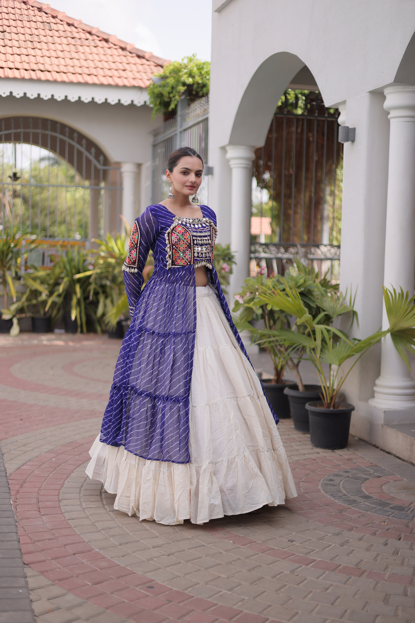 Women's Designer Mirror Work Jacket Lehenga Choli Set