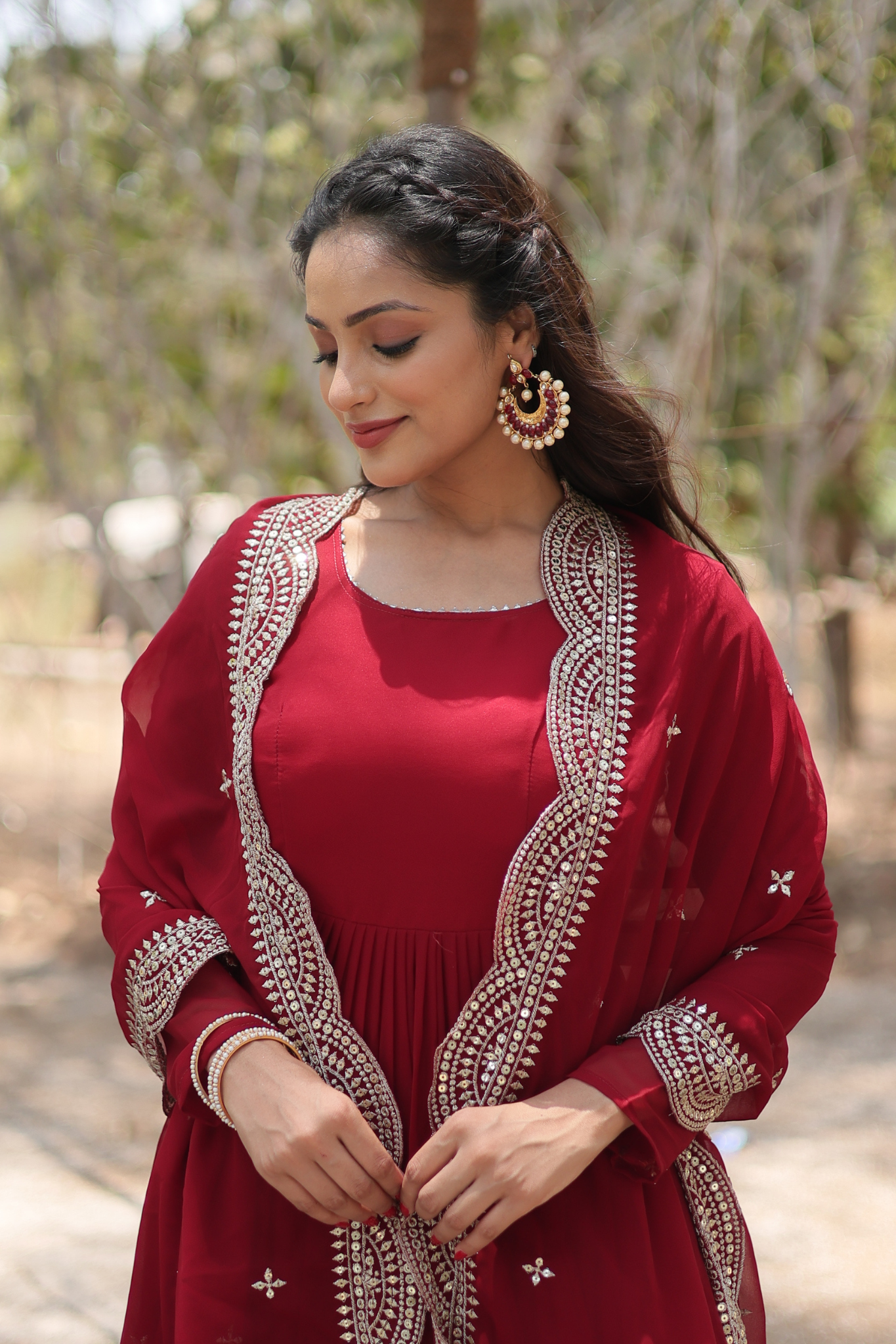 Exclusive Women's Designer Embroidered Anarkali Gown with Dupatta