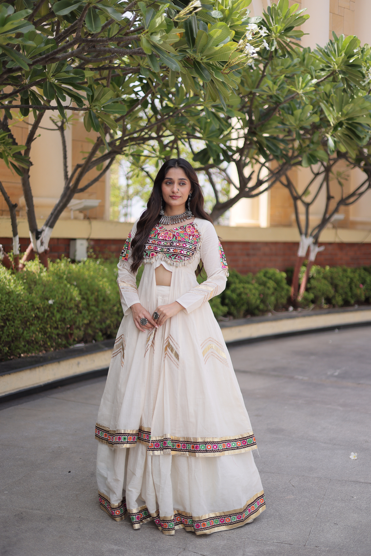 Women’s Embroidered Anarkali kurta with Flared Skirt Set