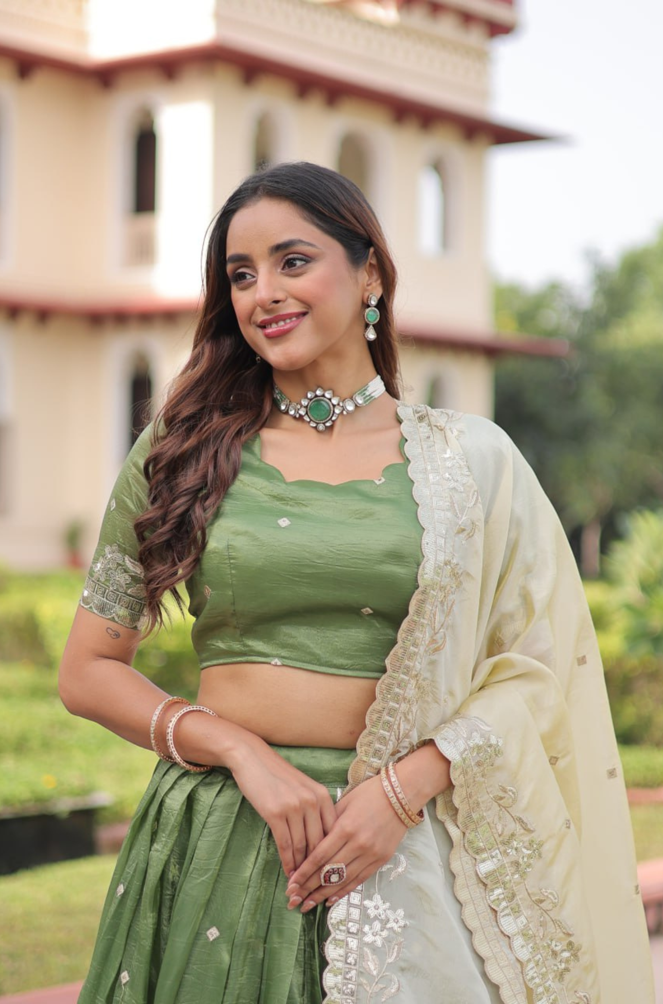 Women's Embroidered Lehenga Choli Set with Dupatta