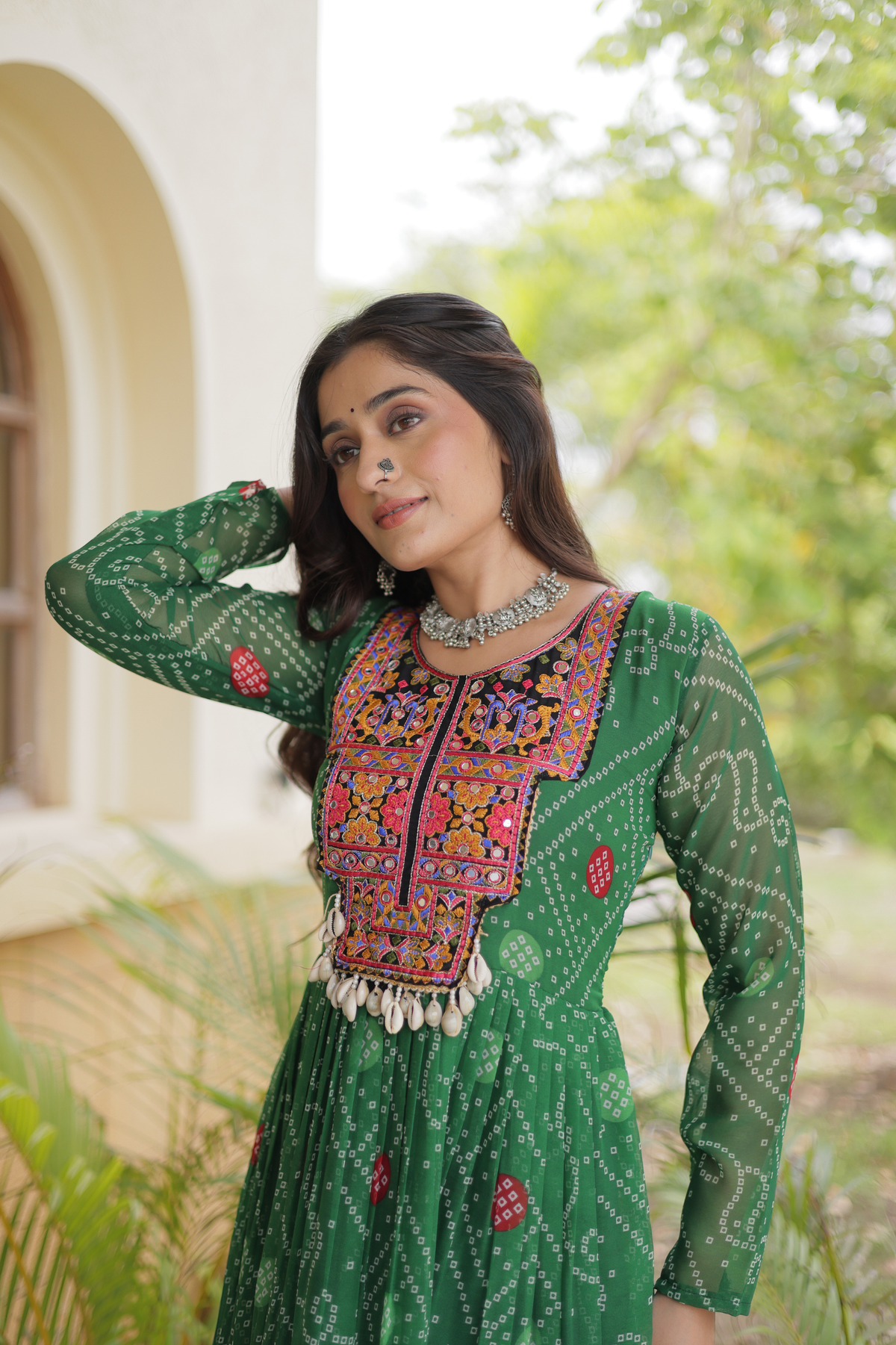 Designer Printed Anarkali Kurti with Embroidered Yoke & Flared Skirt