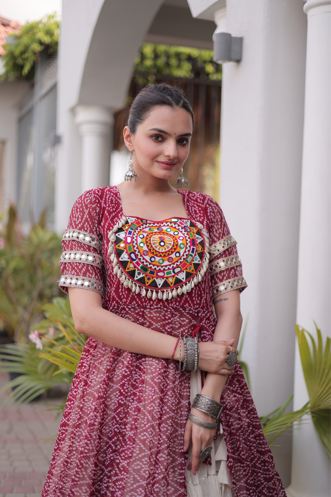 Women's Printed Anarkali Gown with Sharara | Traditional Ethnic Party Wear