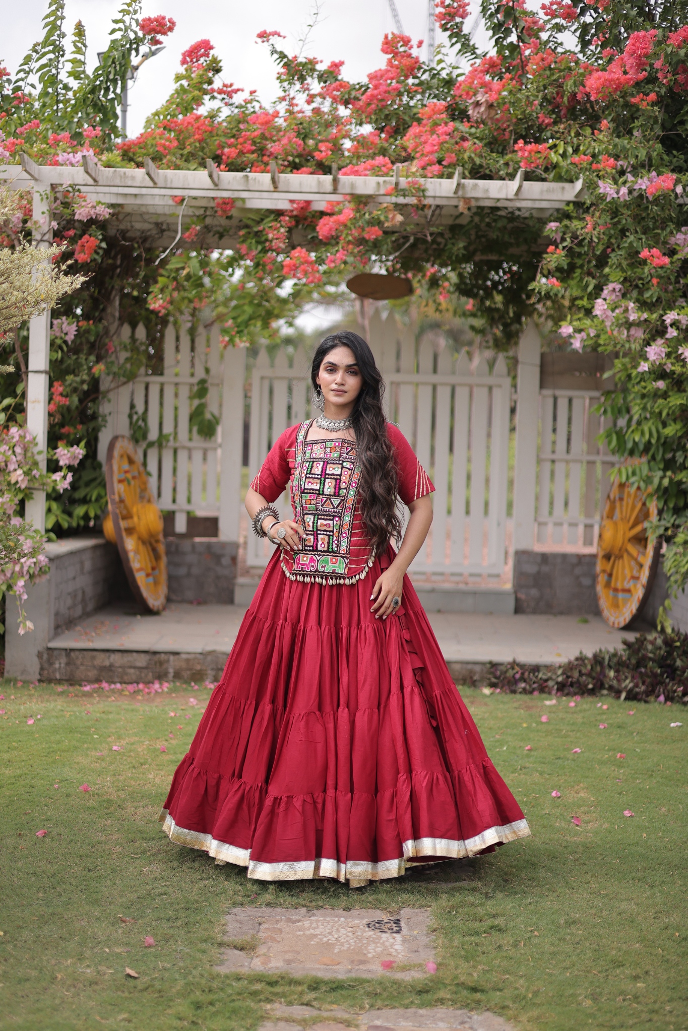 Women's Designer Embroidered Lehenga Set with Kutchi Gamthi Work | Traditional Navratri, Garba, Festive & Wedding Wear